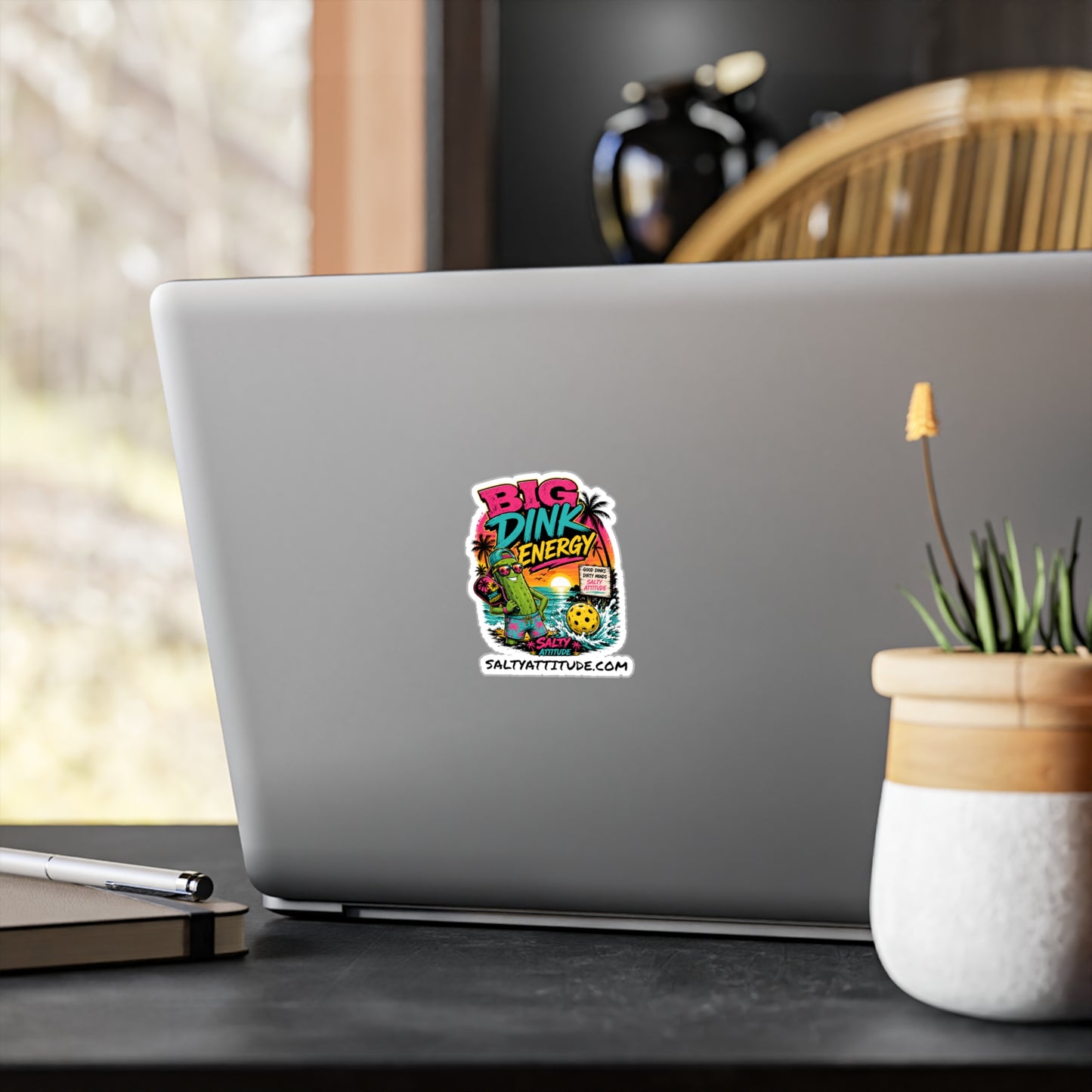 Big Dink Energy Vinyl Sticker — Retro Beach Pickleball Design