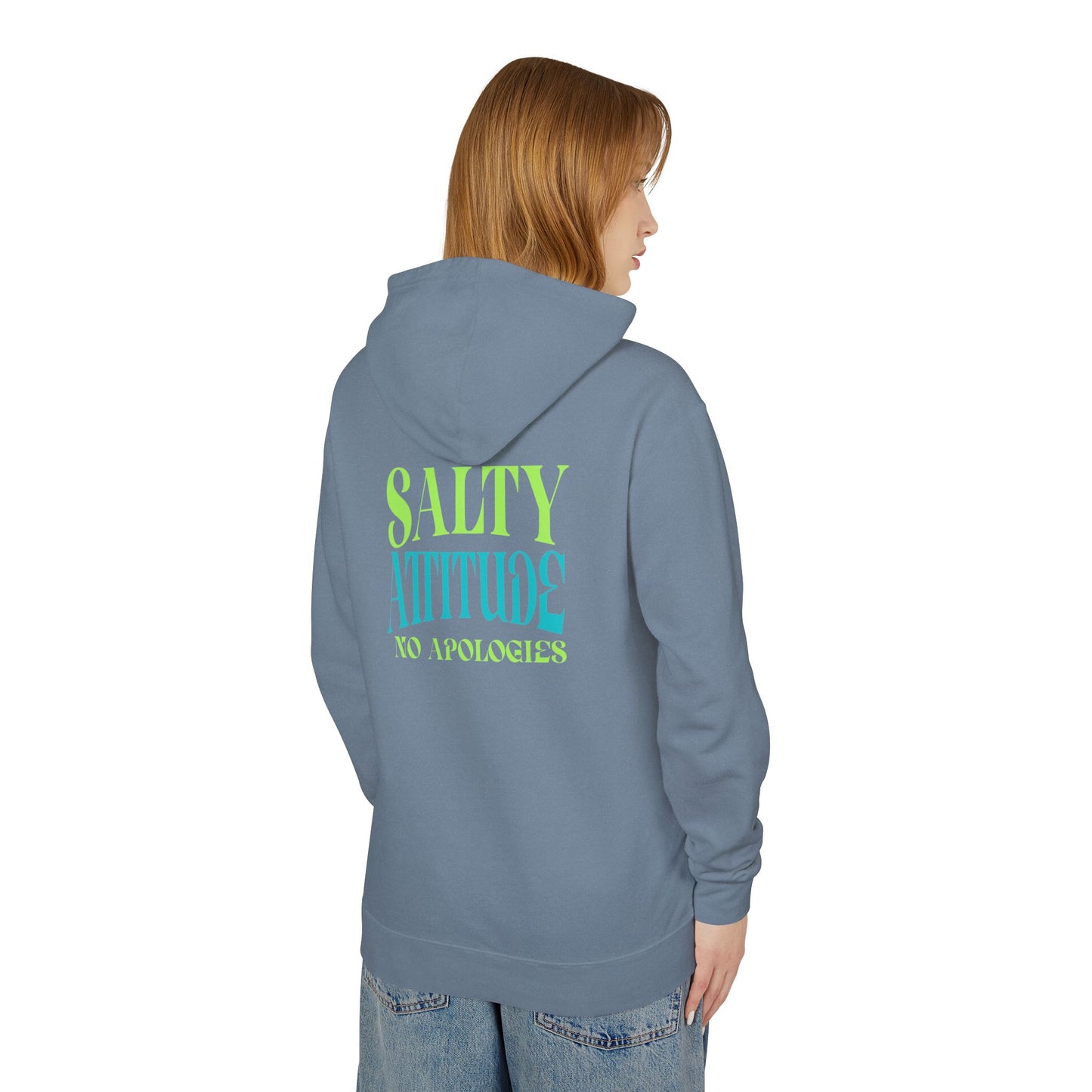 Salty Attitude Hoodie — Beach Palm Wave Lightweight Pullover