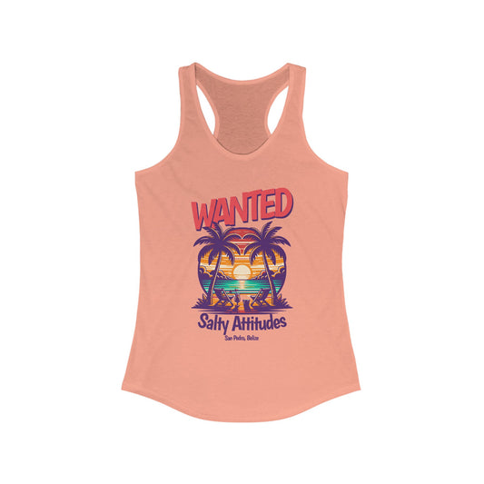 Women's Tropical Tank Top, Wanted Salty Attitudes Summer Shirt, Beachwear,