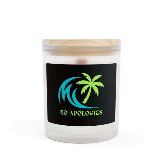 No Apologies 11oz Frosted Glass Candle — Tropical Palm & Wave Scented Candle