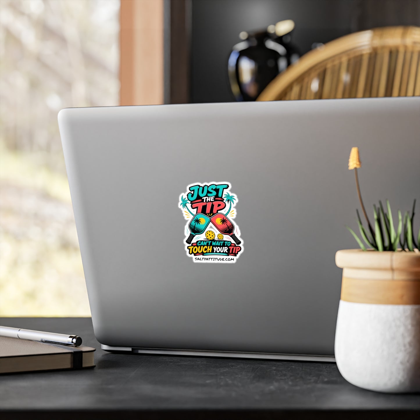 Pickleball Sticker — "Just the Tip" Kiss-Cut Vinyl Decal (Colorful Paddle Design)