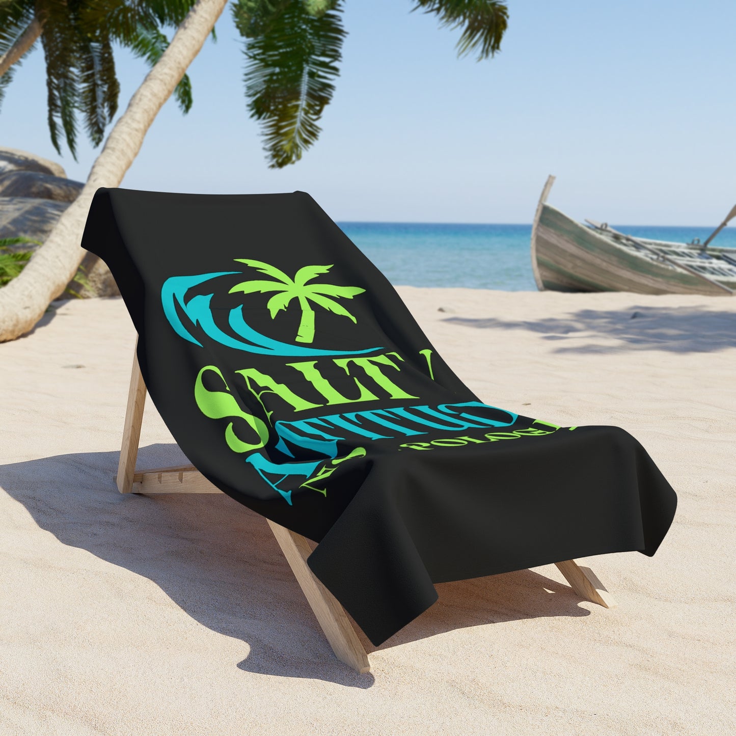 Salty Attitude Beach Towel | Palm Tree Waves, No Apologies