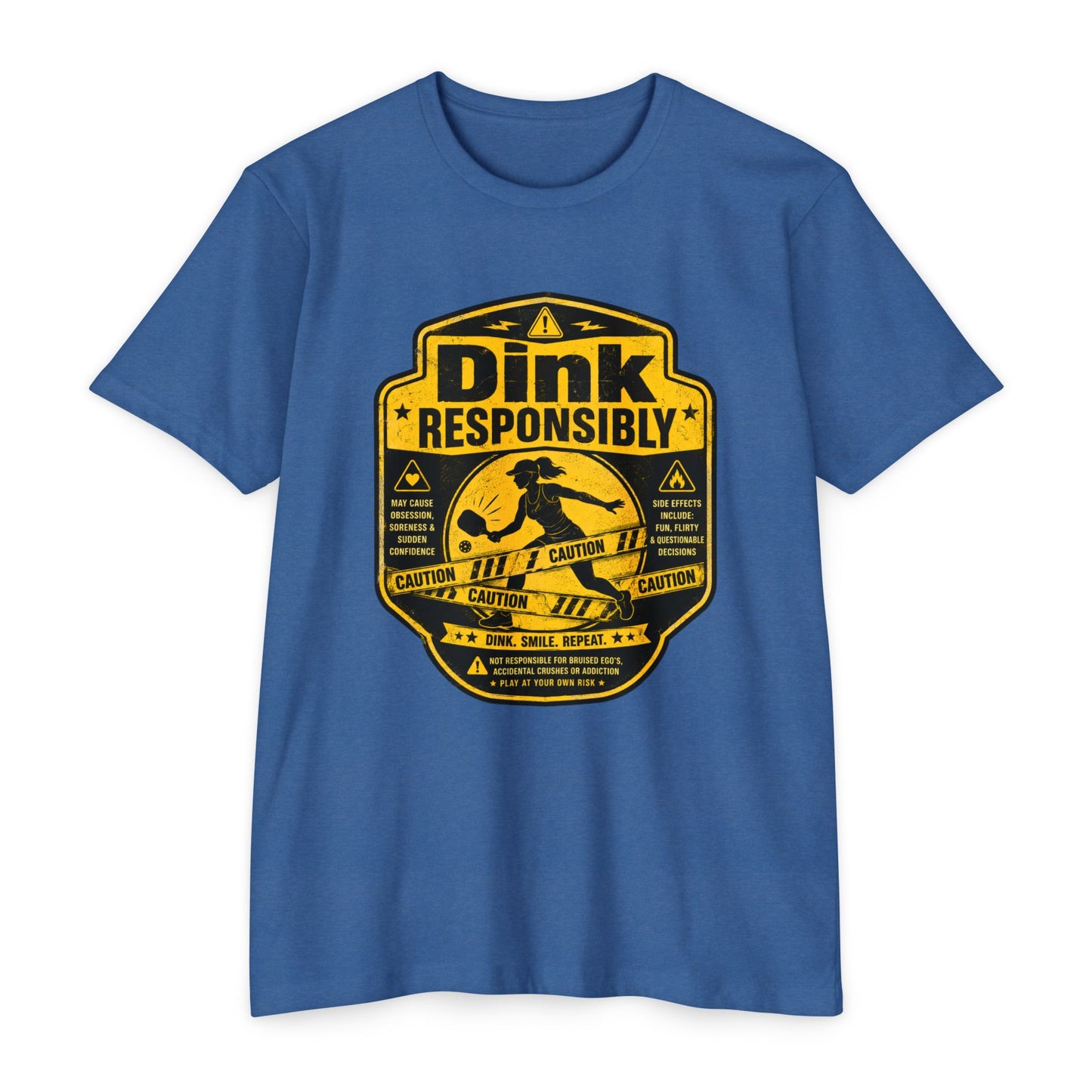 Dink Responsibly T-Shirt — Funny Pickleball 'Dink Responsibly' Graphic Tee (Salty Logo on Back)