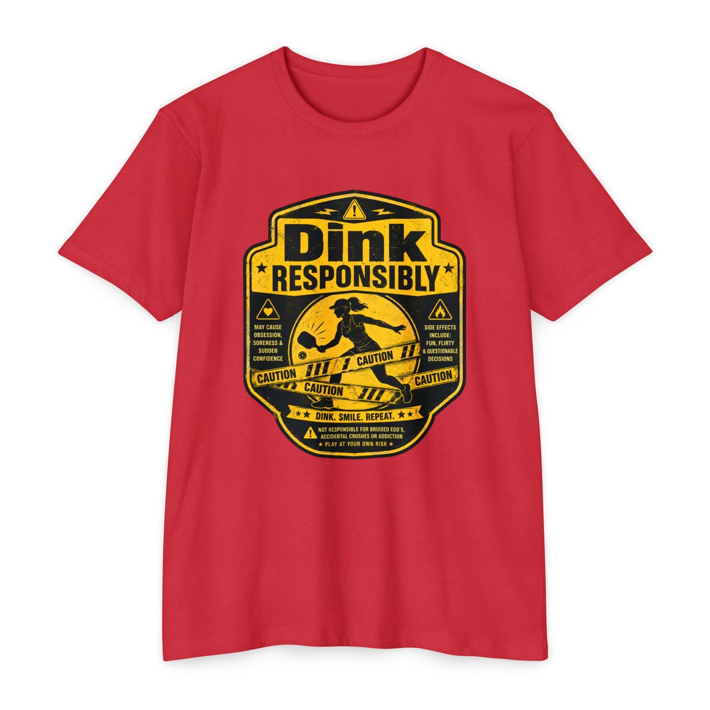 Dink Responsibly T-Shirt — Funny Pickleball 'Dink Responsibly' Graphic Tee (Salty Logo on Back)