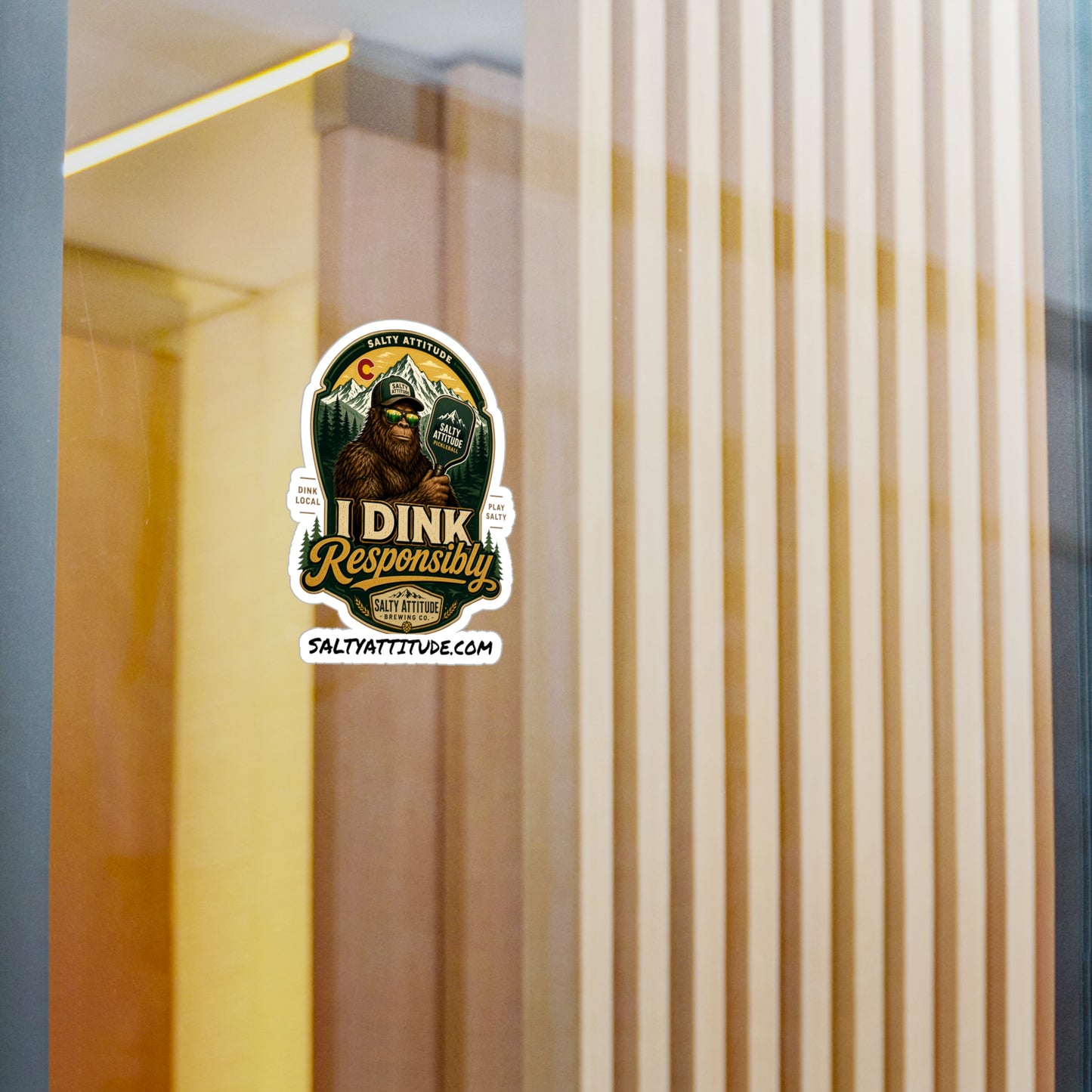 Kiss-Cut Sticker — “I Dink Responsibly” Bigfoot Beer Logo Vinyl Decal