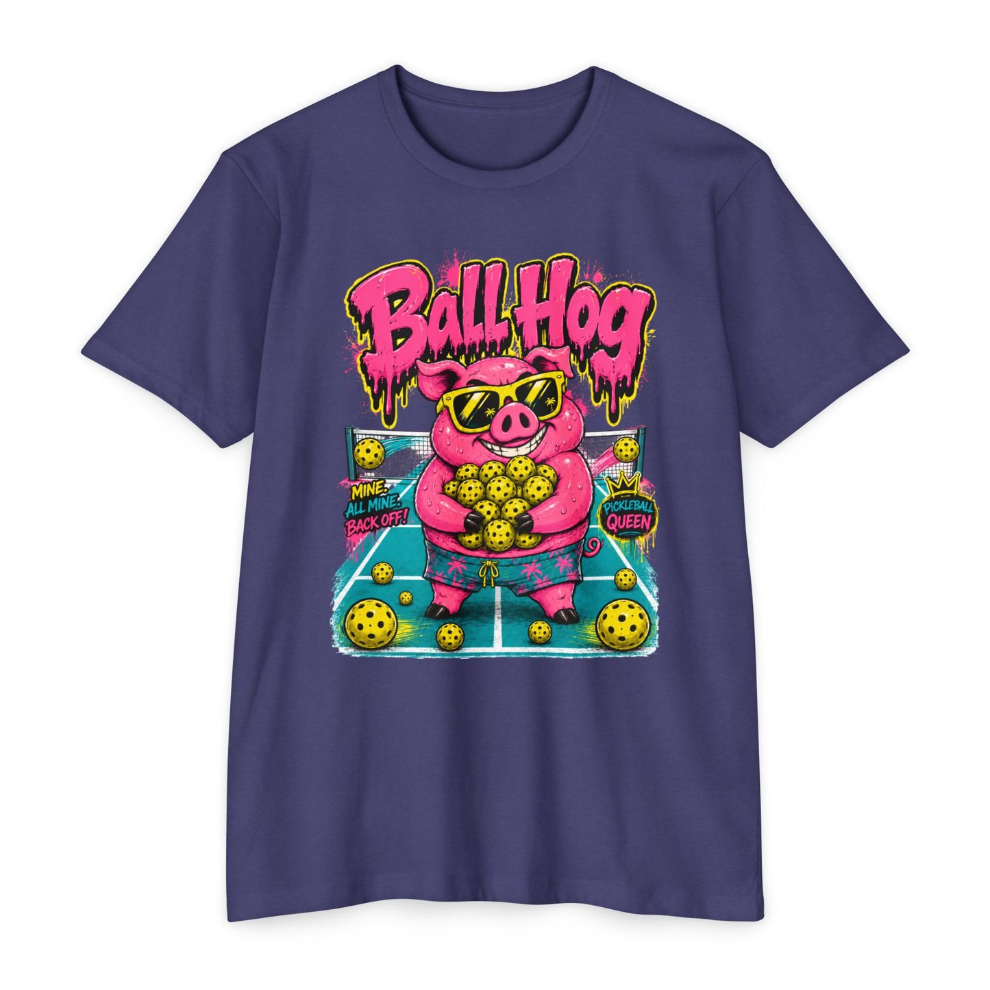Ball Hog Pickleball T-Shirt — Retro Pig Graphic Tee ("Ball Hog")