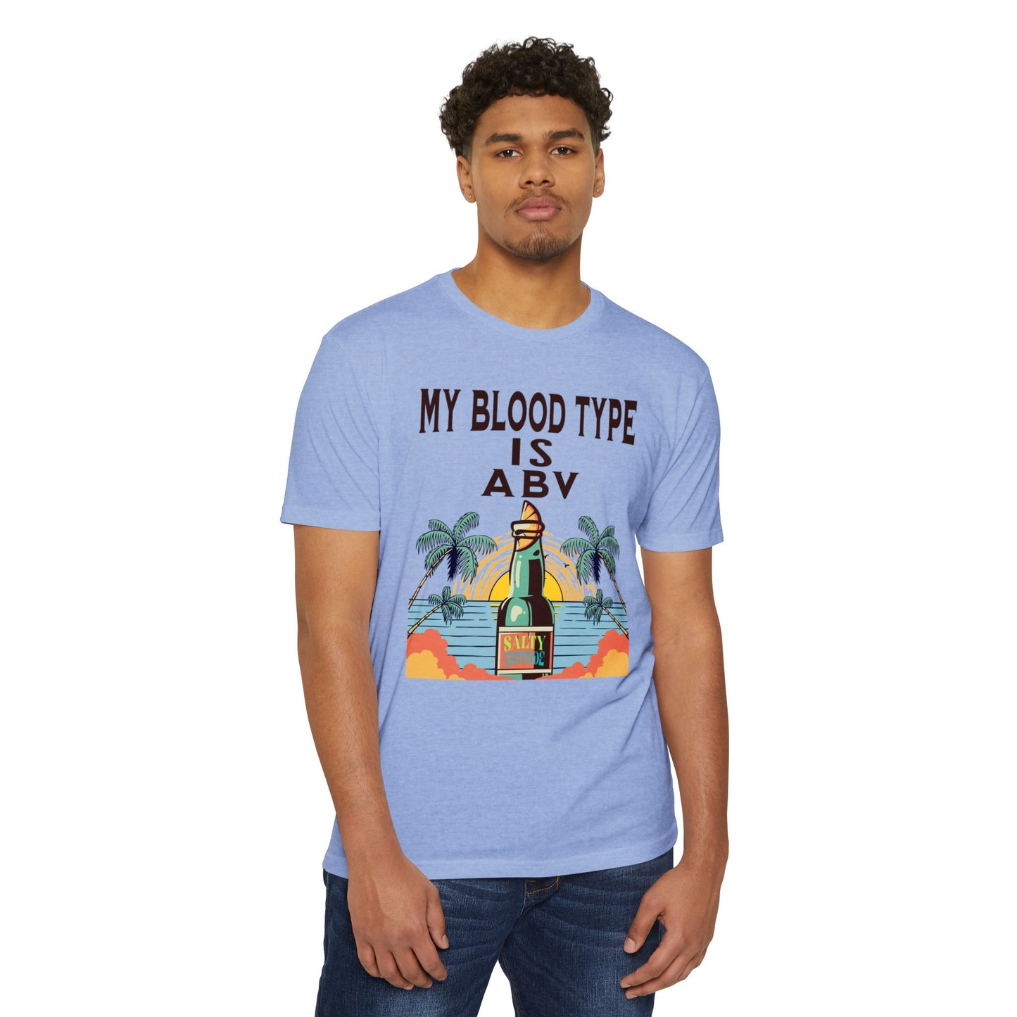 Salty Attitude T-Shirt — "My Blood Type Is ABV" Beach Beer Graphic Tee