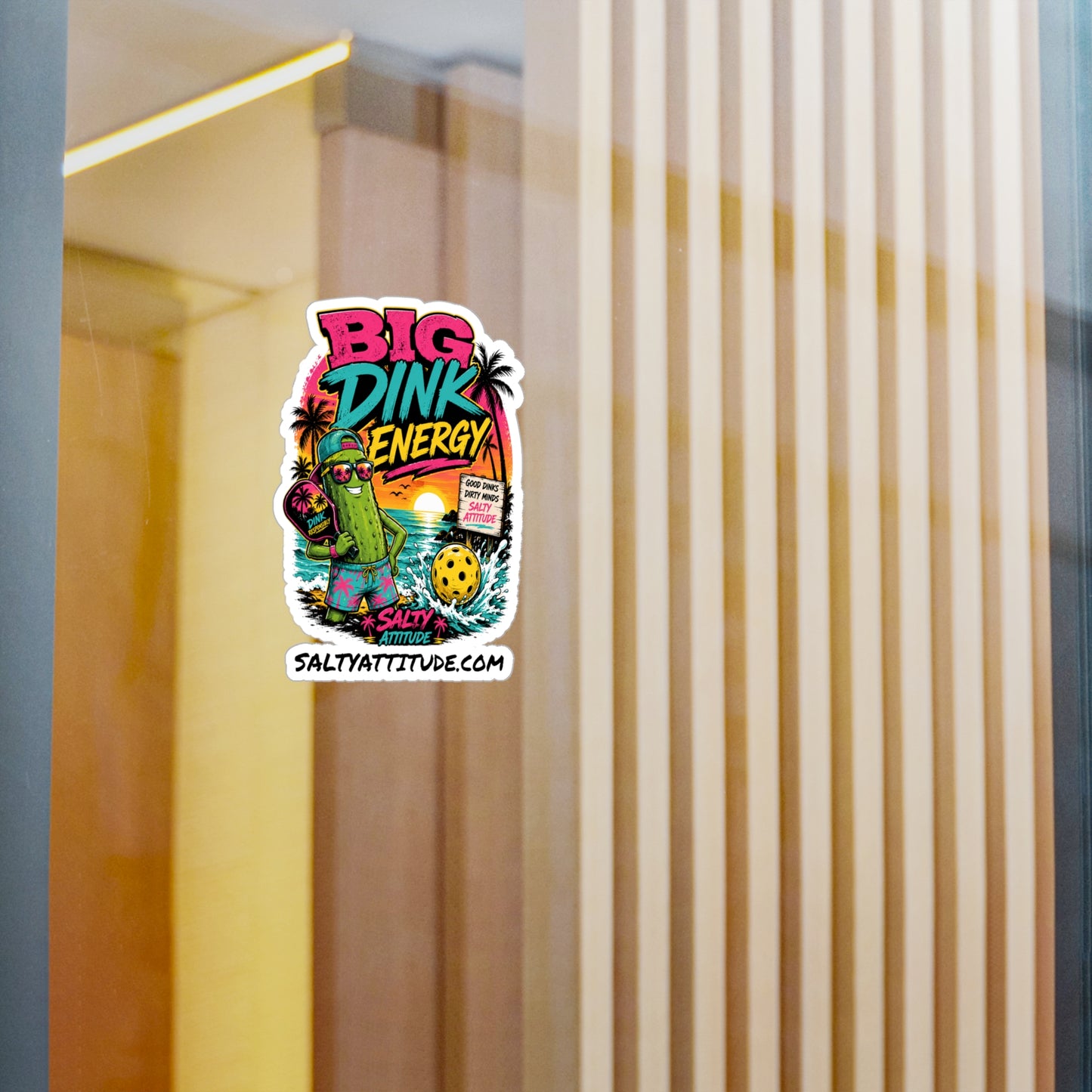 Big Dink Energy Vinyl Sticker — Retro Beach Pickleball Design