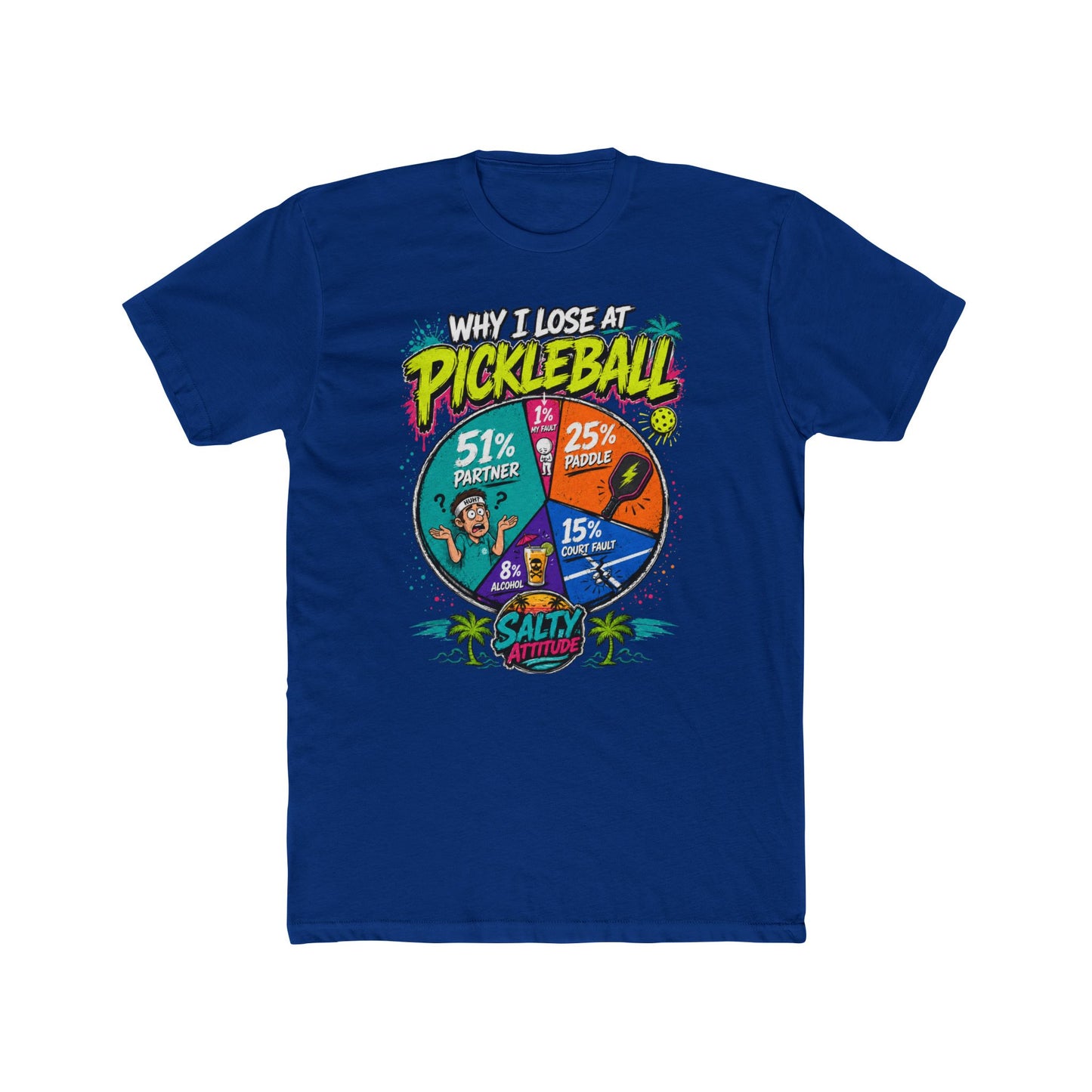 Pickleball Loss Pie Chart T-Shirt — “Why I Lose at Pickleball” Funny Sports Tee