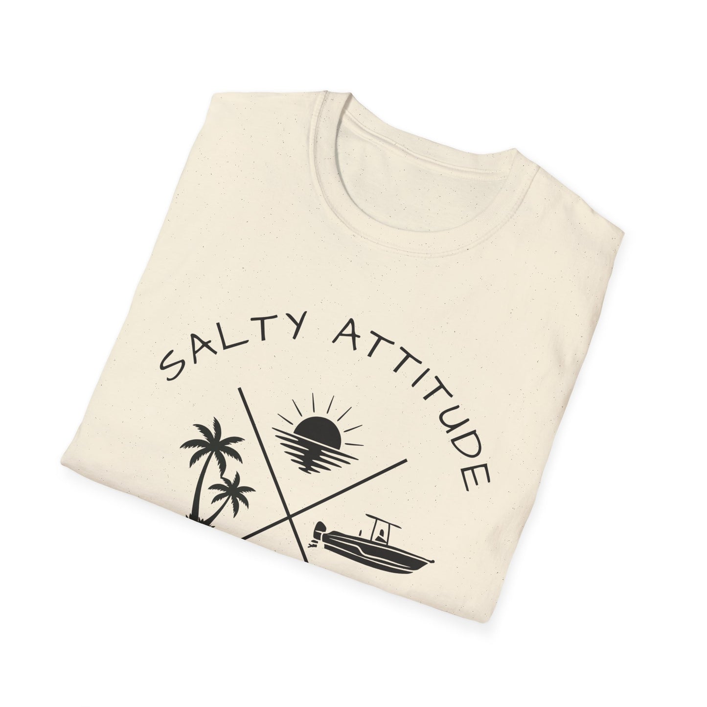 Salty Attitude Beach T-Shirt — Coastal Vacation Shirt with Boat & Palm Icons