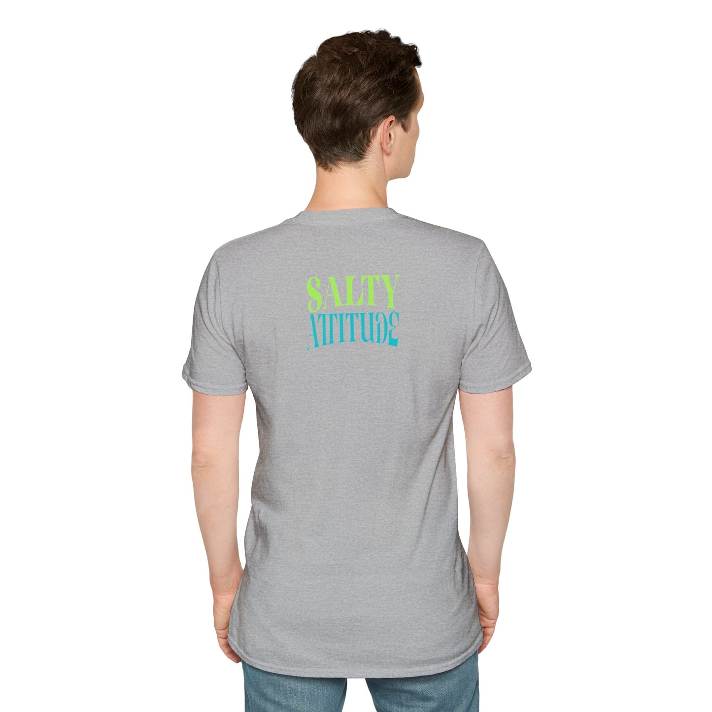 Salty Attitude Beach T-Shirt — Coastal Vacation Shirt with Boat & Palm Icons
