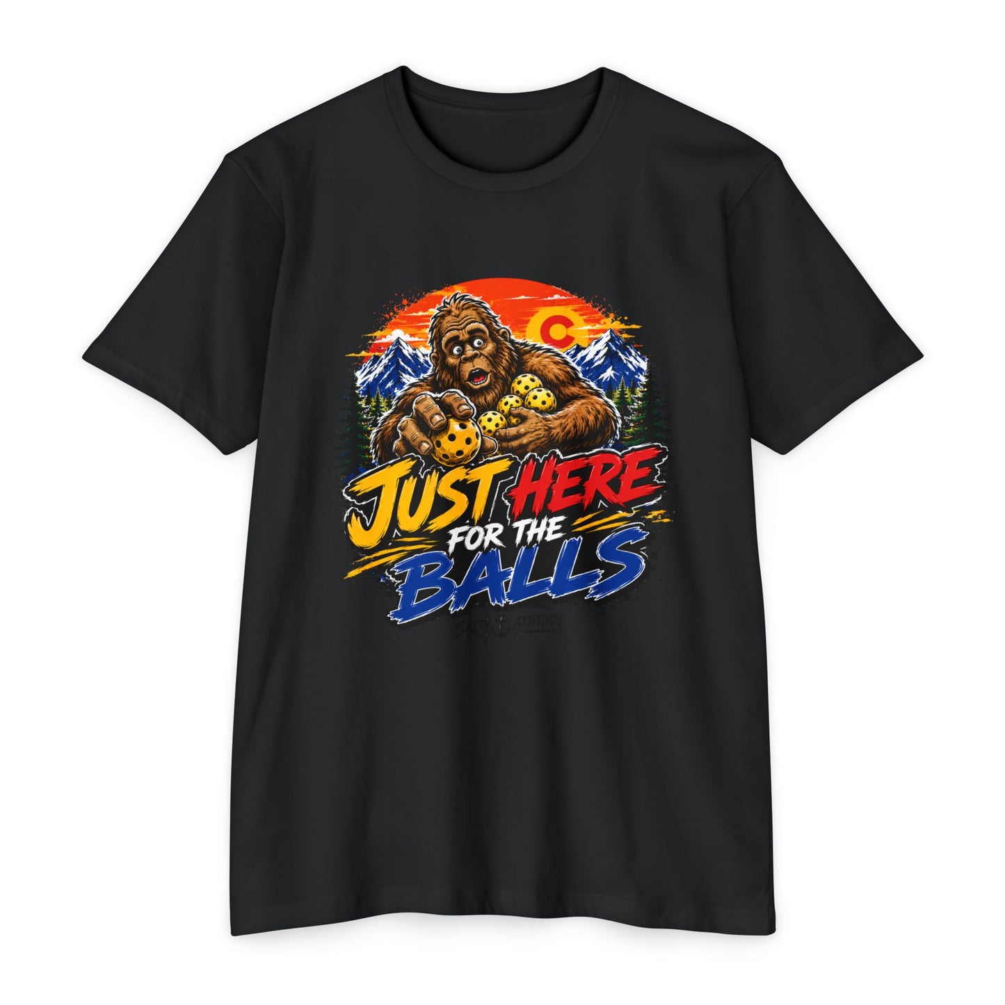 Just Here for the Balls T-Shirt — Funny Salty Attitude Sports Pickleball Tee