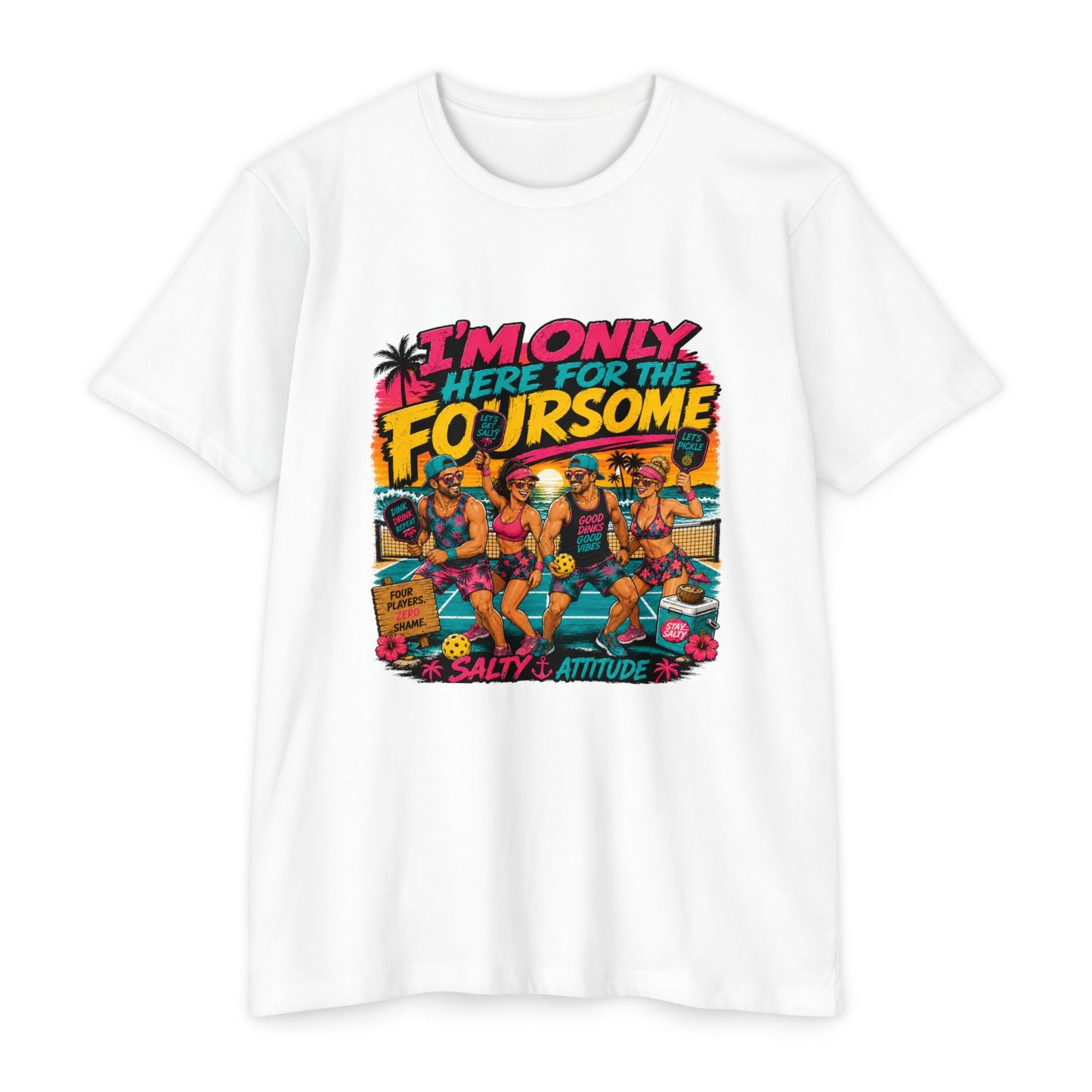 I'm Only Here for the Foursome Beach T-Shirt — Salty Attitude Retro Vacation Tee