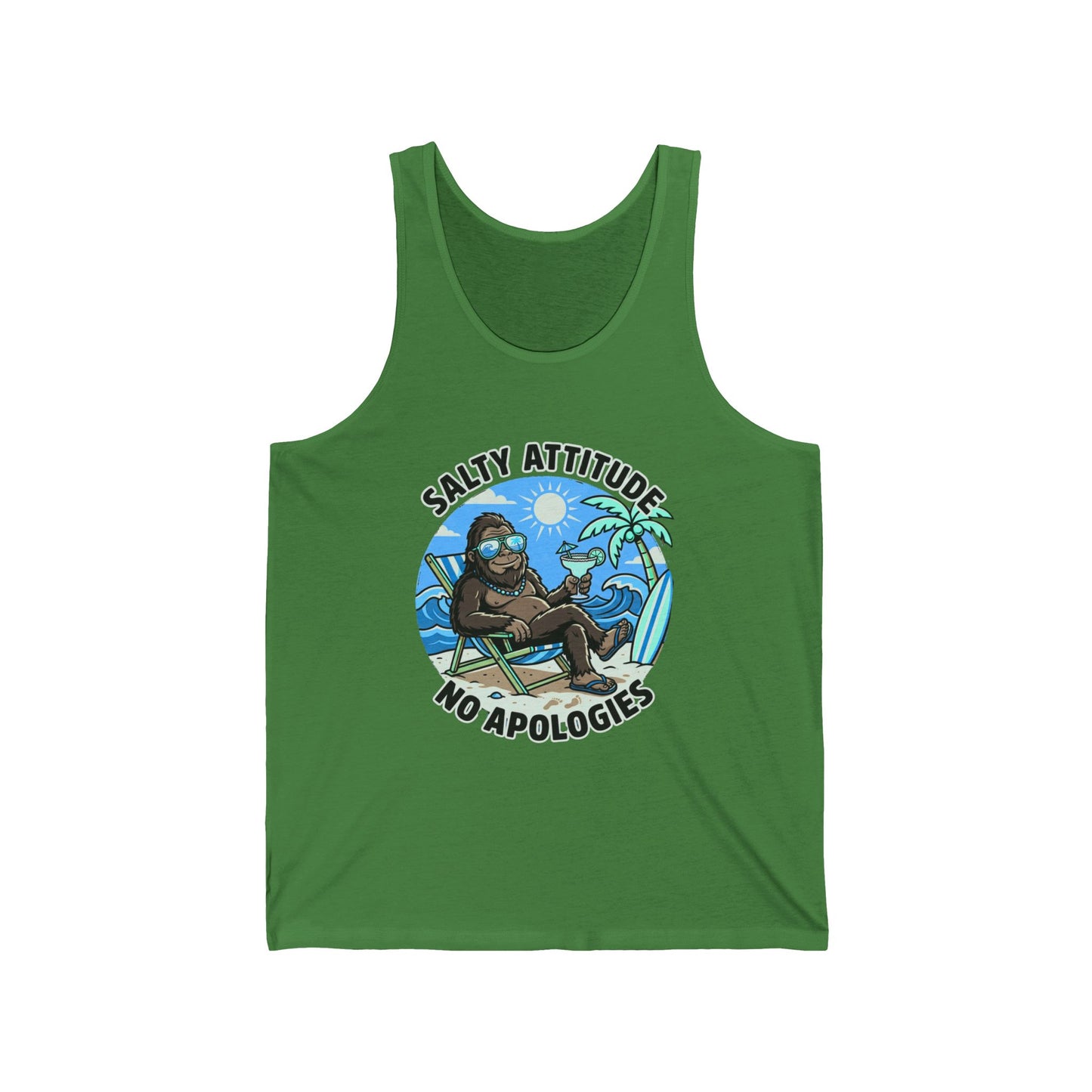 Salty Attitude No Apologies Tank Top — Funny Beach Vibes Surfing Palm Graphic