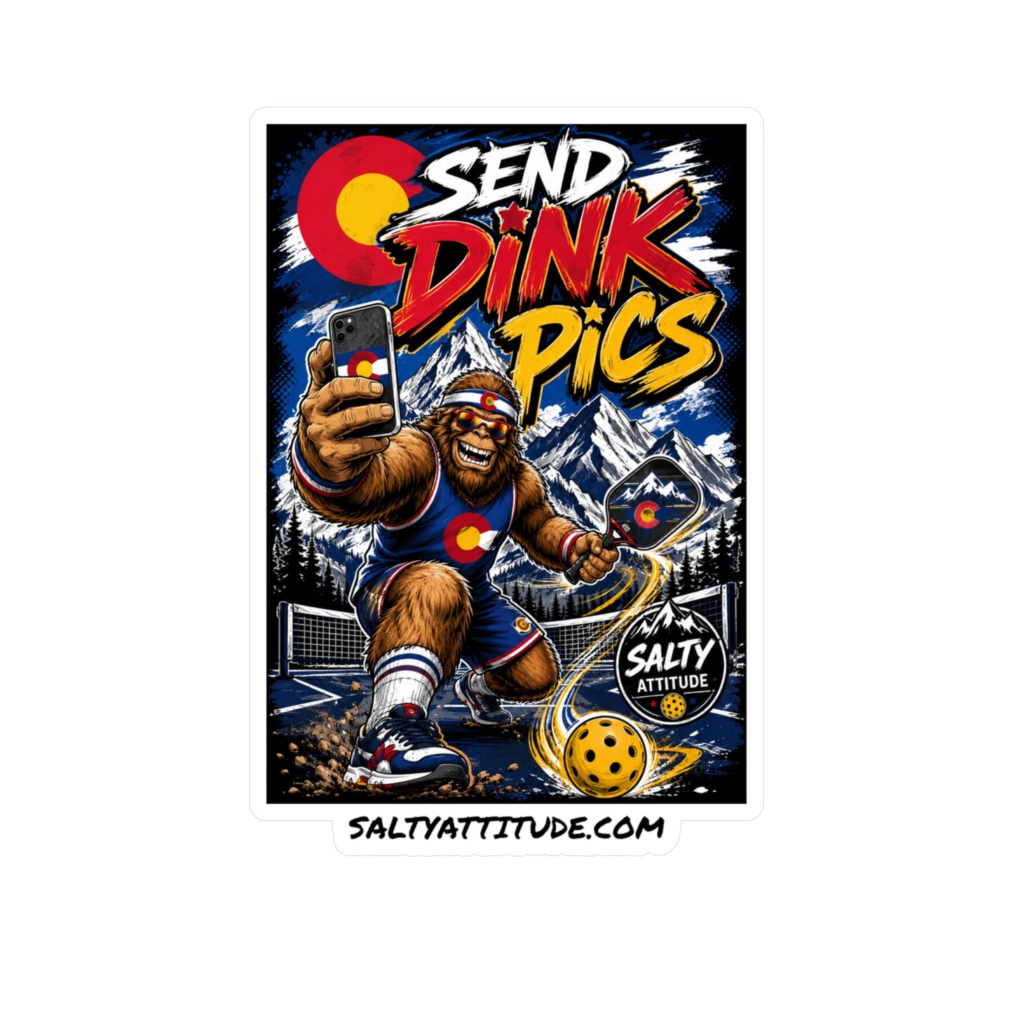 Send Dink Pics Pickleball Sticker — Funny Colorado Sasquatch Vinyl Decal