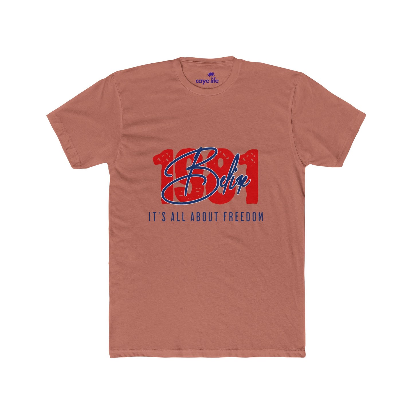 Cotton Crew Tee - Belize, It's All About Freedom, Patriotic Apparel