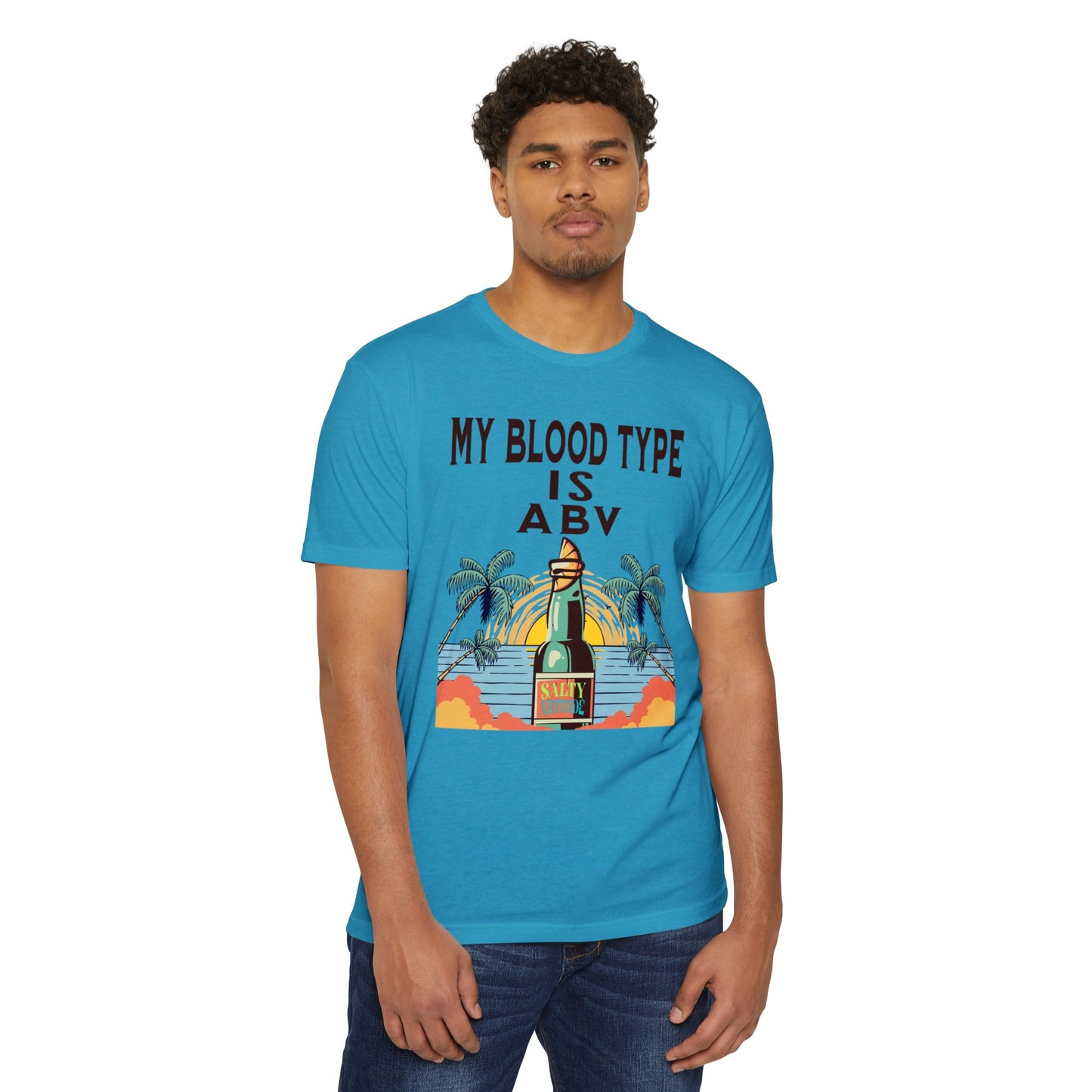 Salty Attitude T-Shirt — "My Blood Type Is ABV" Beach Beer Graphic Tee
