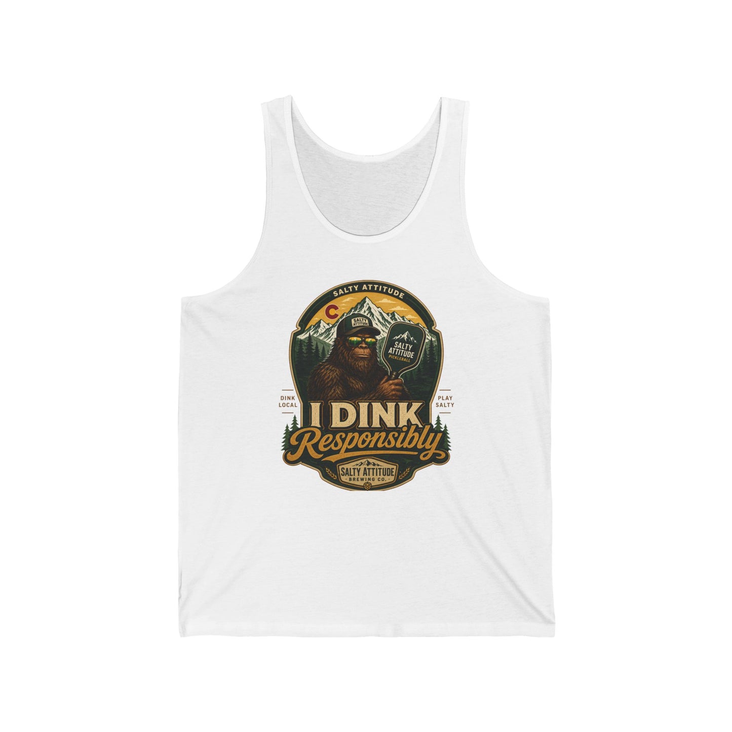 I Dink Responsibly Tank Top — Funny Pickleball Graphic Tank (Salty Athlete)