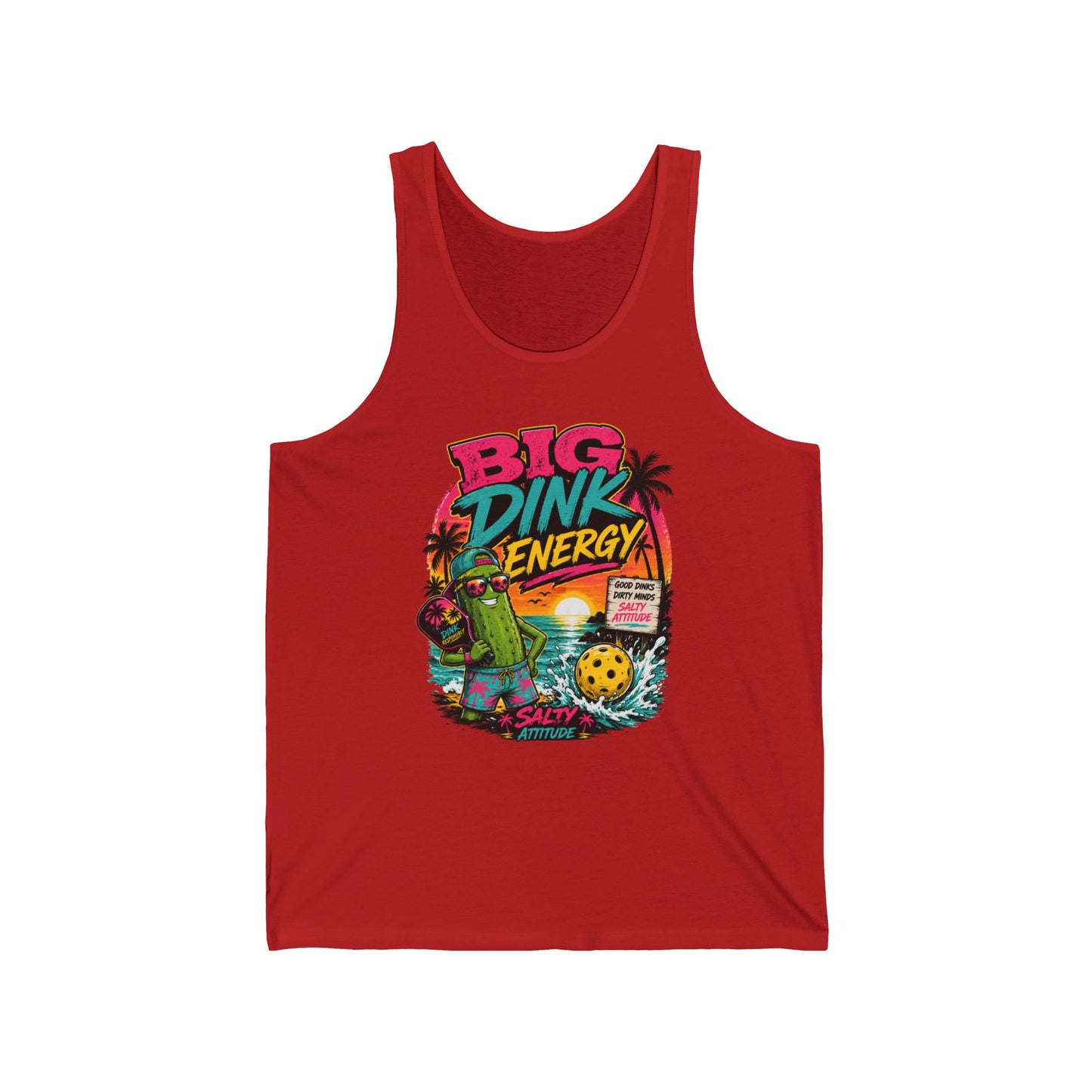 Big Dink Energy Tank Top — Retro Beach Pickleball Graphic “Big Dink Energy”