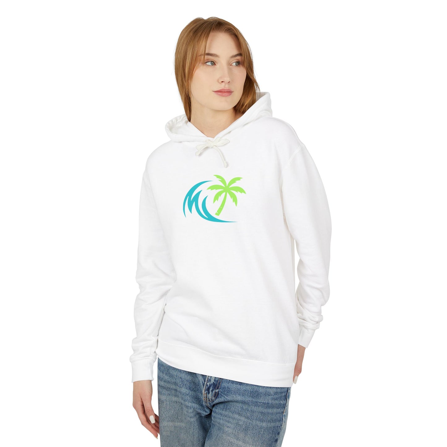 Salty Attitude Hoodie — Beach Palm Wave Lightweight Pullover