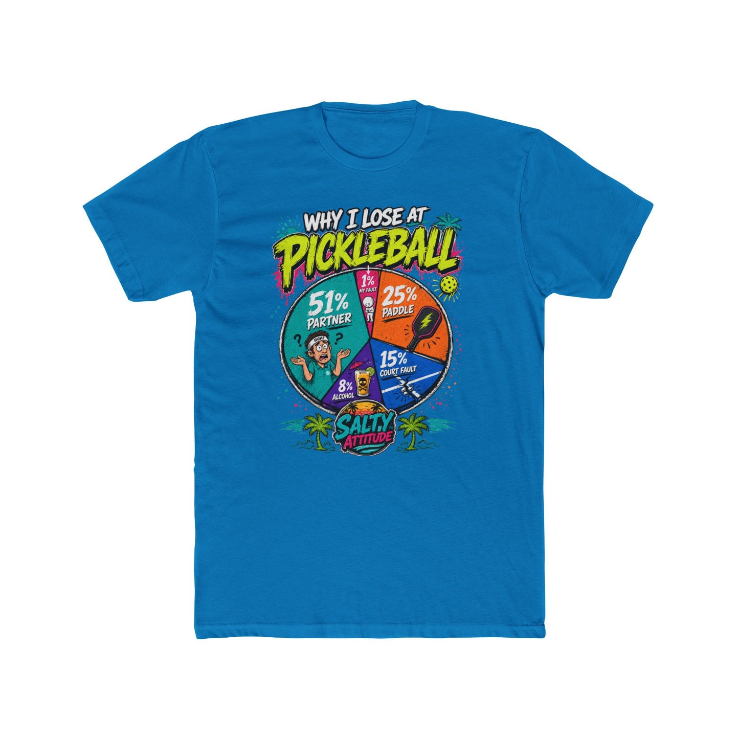 Pickleball Loss Pie Chart T-Shirt — “Why I Lose at Pickleball” Funny Sports Tee