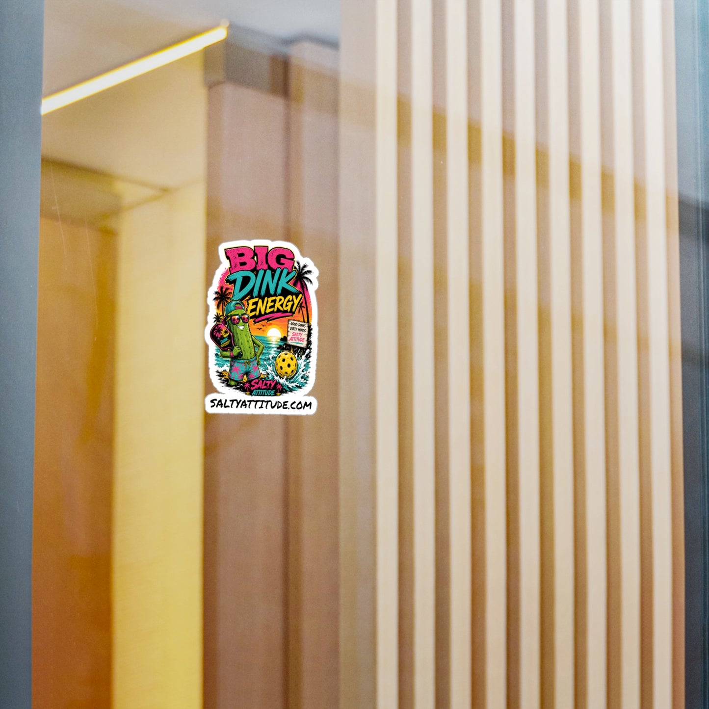 Big Dink Energy Vinyl Sticker — Retro Beach Pickleball Design