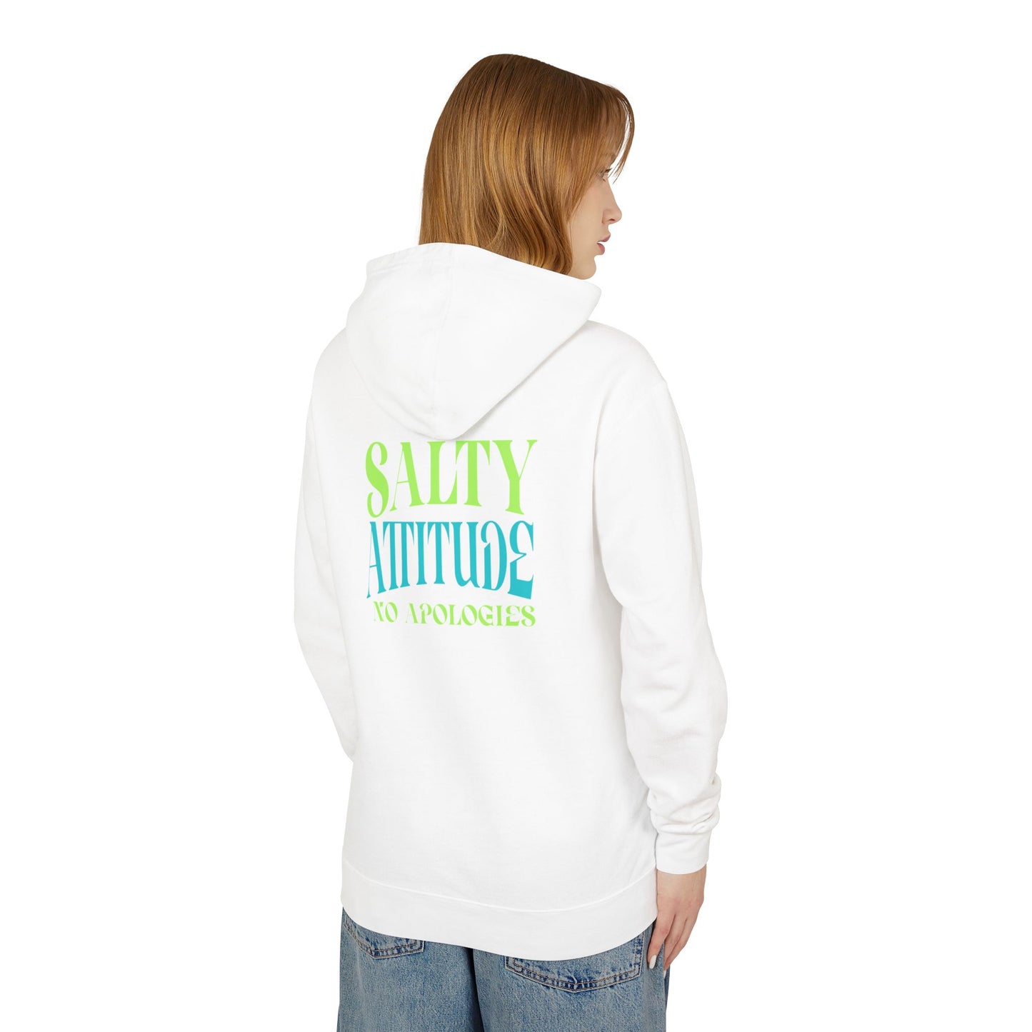 Salty Attitude Hoodie — Beach Palm Wave Lightweight Pullover