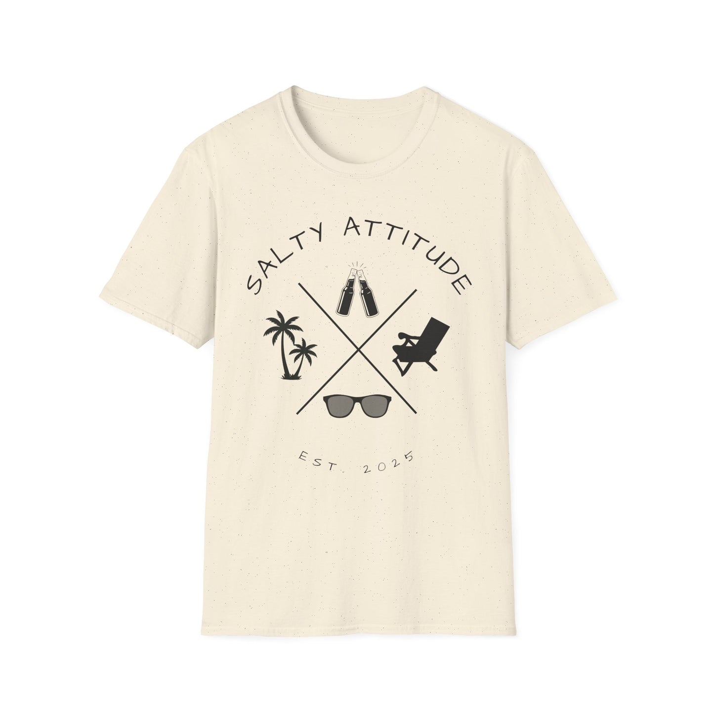 Salty Attitude Beach T-Shirt — Coastal Vacation Shirt with Sunglasses & Palm Icons