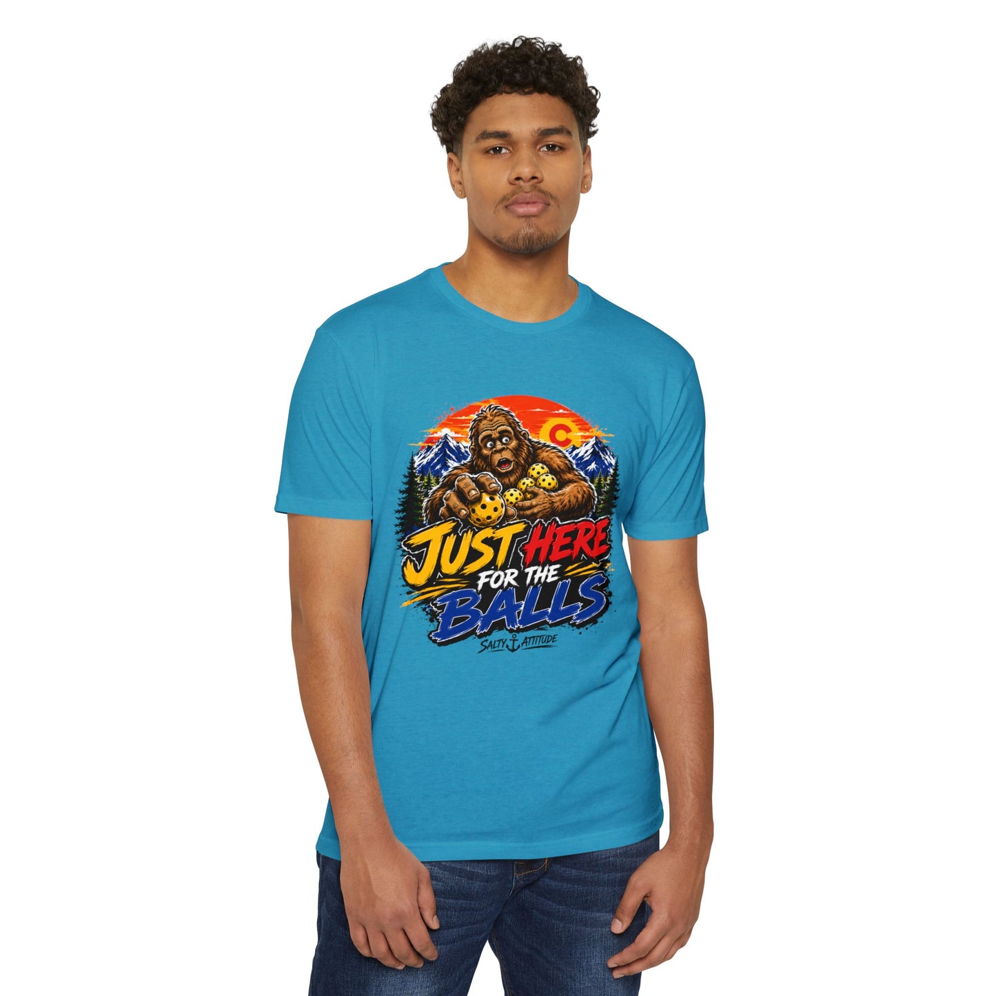 Just Here for the Balls T-Shirt — Funny Salty Attitude Sports Pickleball Tee