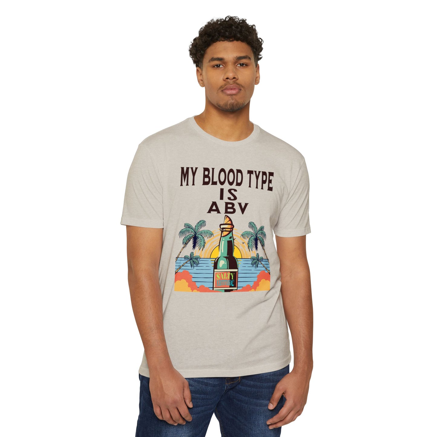 Salty Attitude T-Shirt — "My Blood Type Is ABV" Beach Beer Graphic Tee