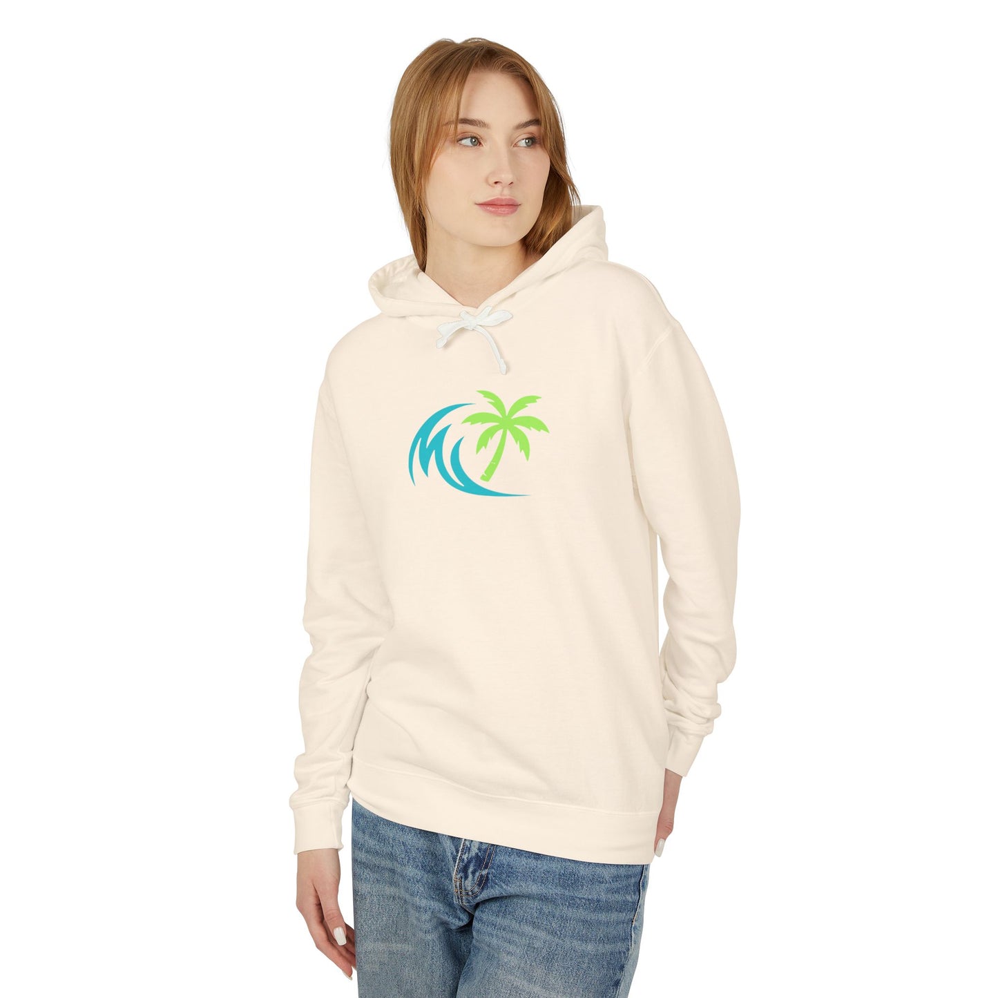 Salty Attitude Hoodie — Beach Palm Wave Lightweight Pullover