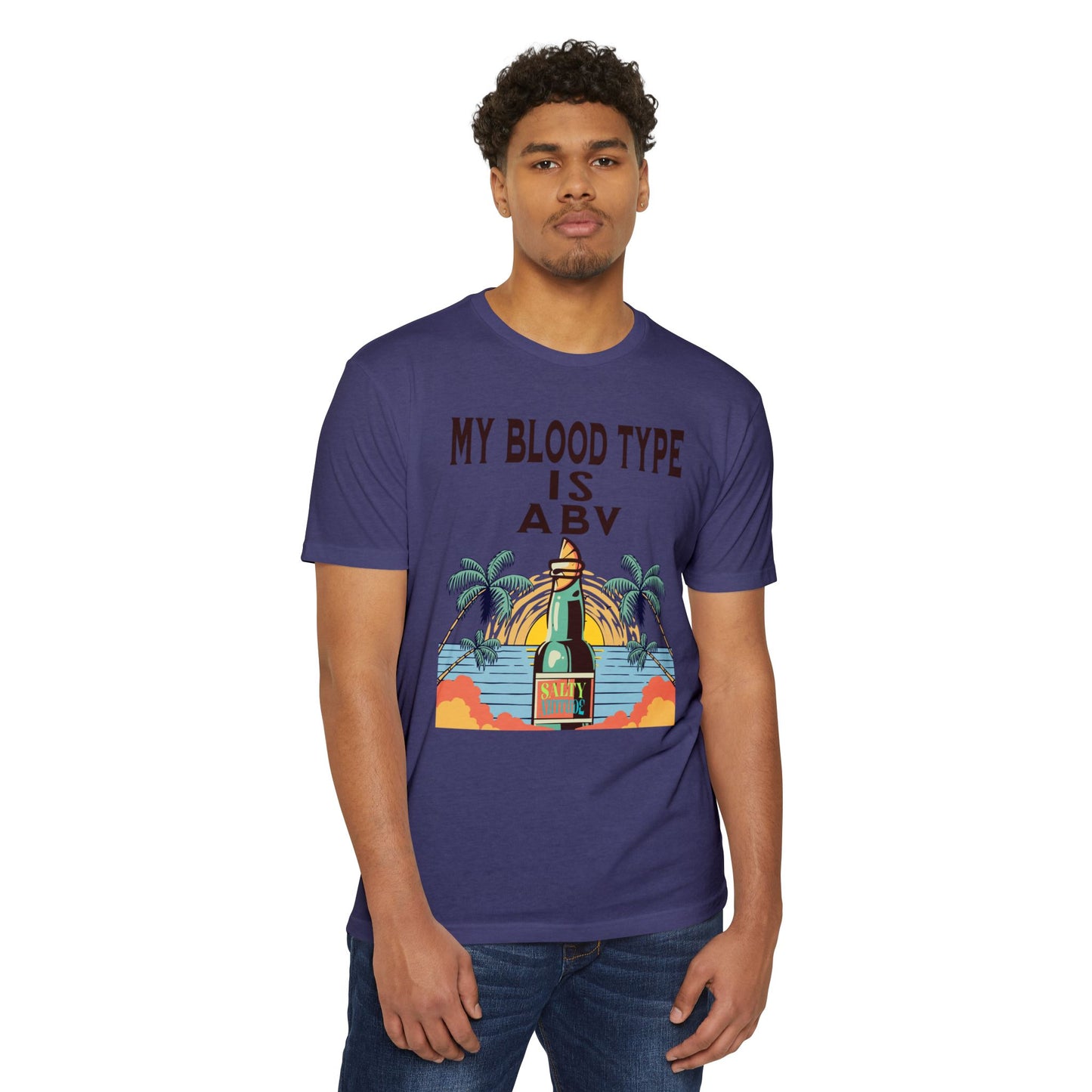 Salty Attitude T-Shirt — "My Blood Type Is ABV" Beach Beer Graphic Tee