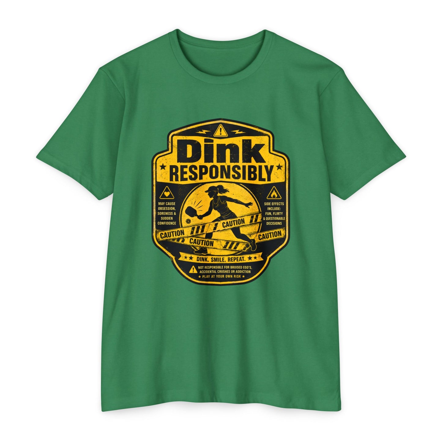 Dink Responsibly T-Shirt — Funny Pickleball 'Dink Responsibly' Graphic Tee (Salty Logo on Back)