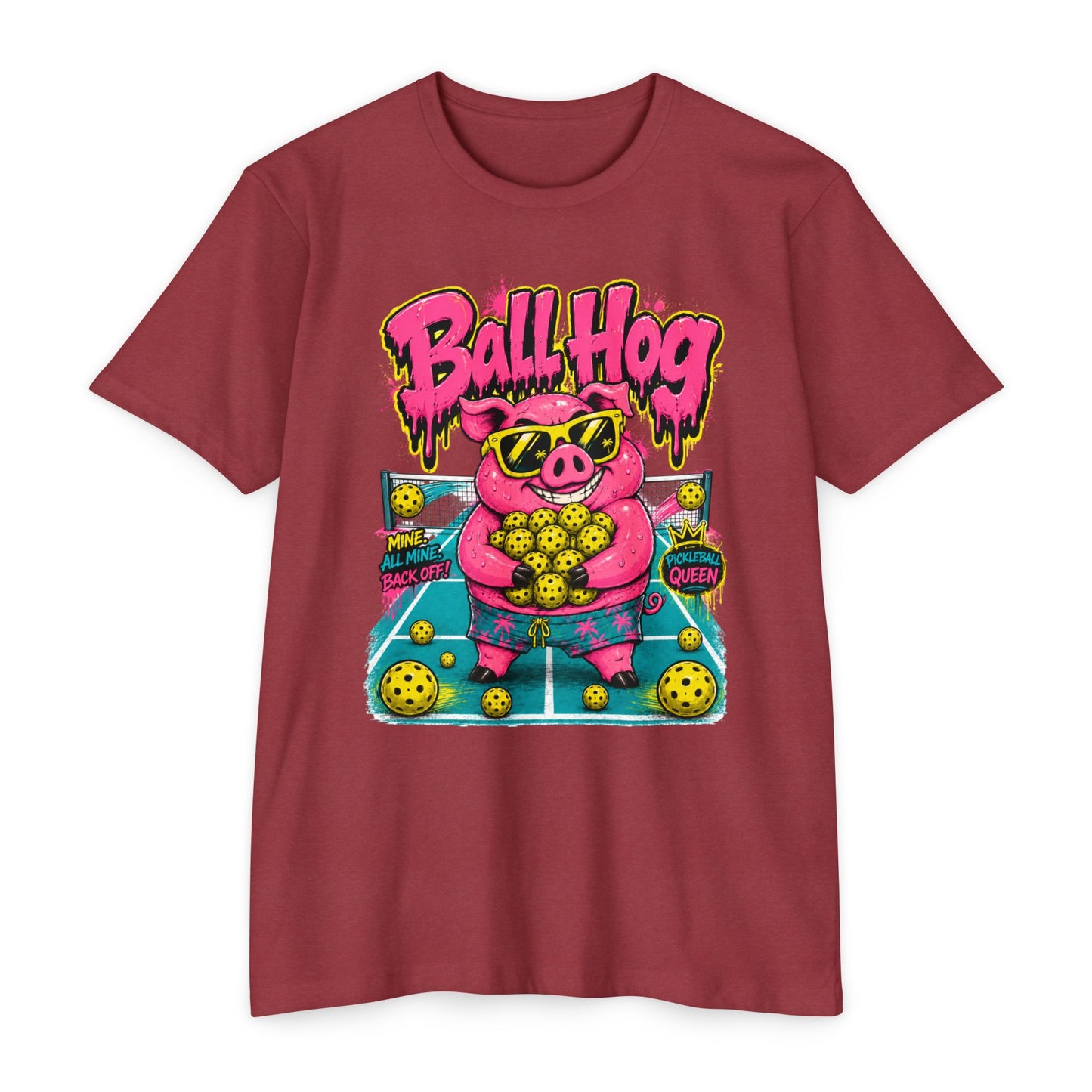 Ball Hog Pickleball T-Shirt — Retro Pig Graphic Tee ("Ball Hog")