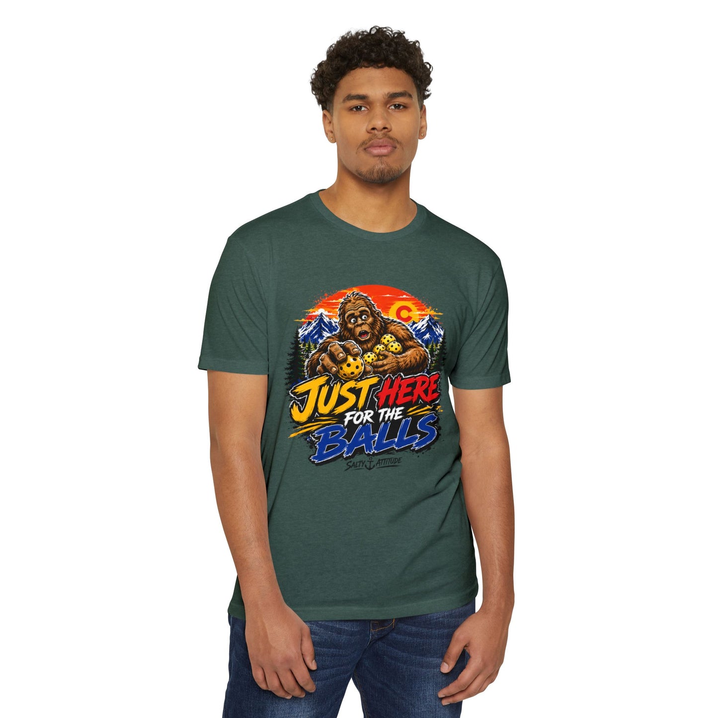 Just Here for the Balls T-Shirt — Funny Salty Attitude Sports Pickleball Tee