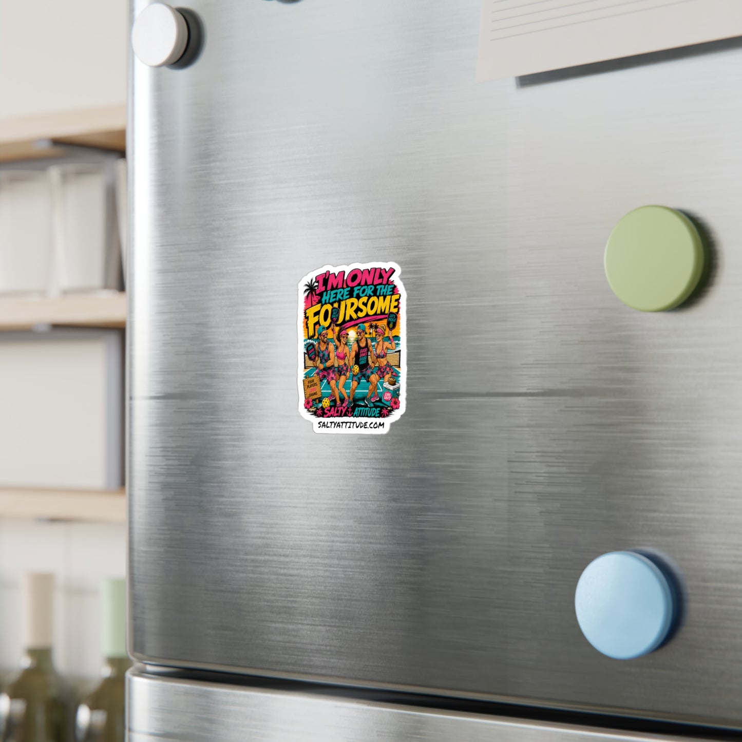 Vinyl Sticker — "I'm Only Here for the Foursome" Retro Beach Pickleball Decal