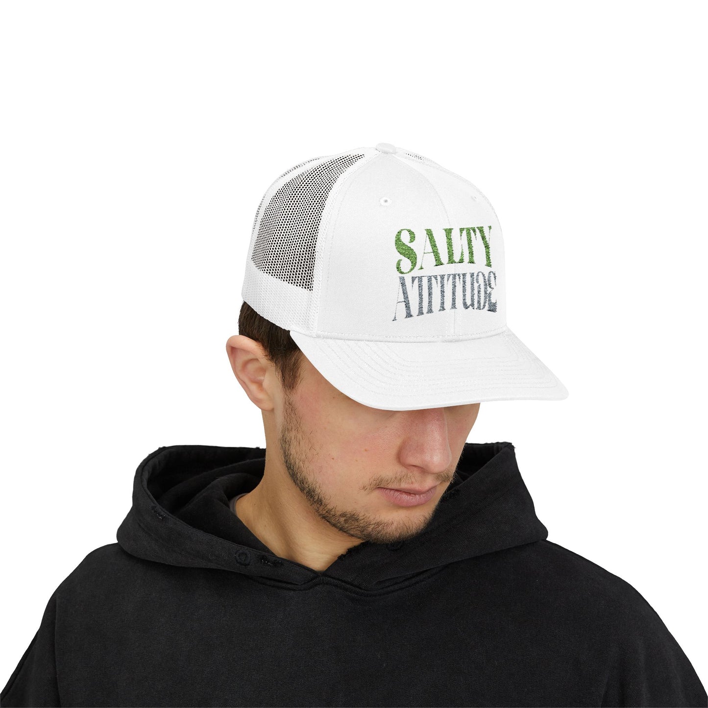 Salty Attitude Snapback Trucker Cap — Beachy, Sassy Mesh Hat for Coastal Lovers