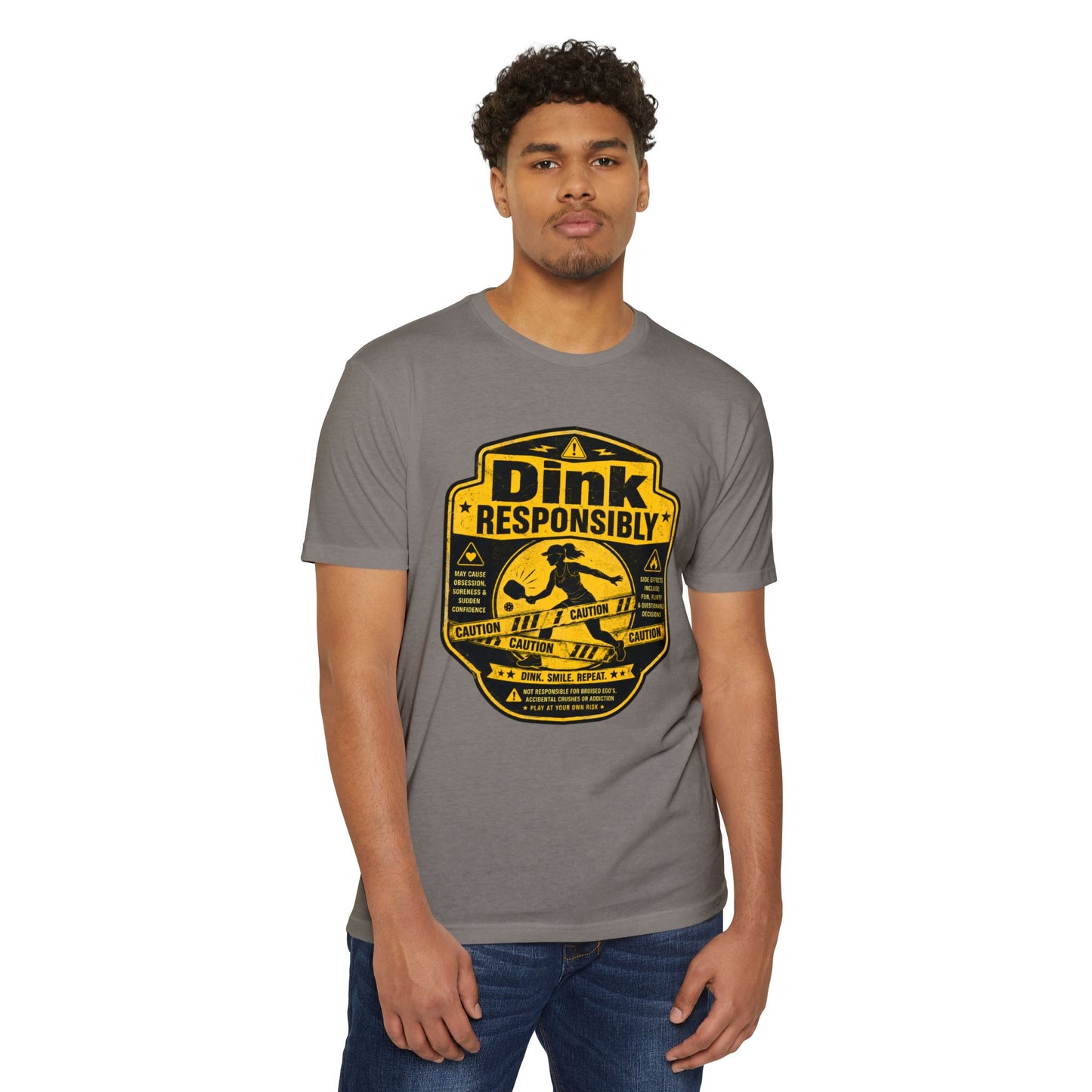Dink Responsibly T-Shirt — Funny Pickleball 'Dink Responsibly' Graphic Tee (Salty Logo on Back)