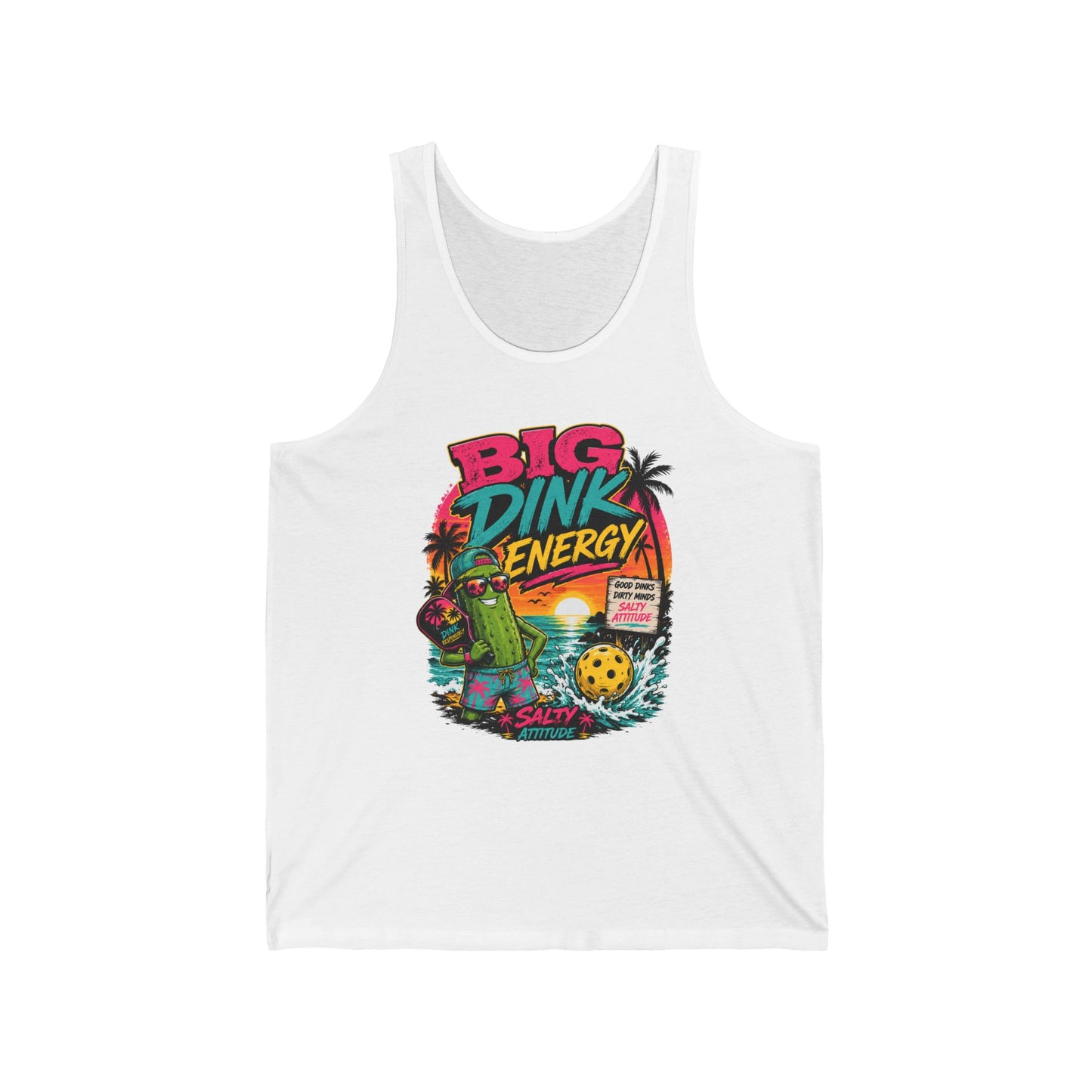 Big Dink Energy Tank Top — Retro Beach Pickleball Graphic “Big Dink Energy”
