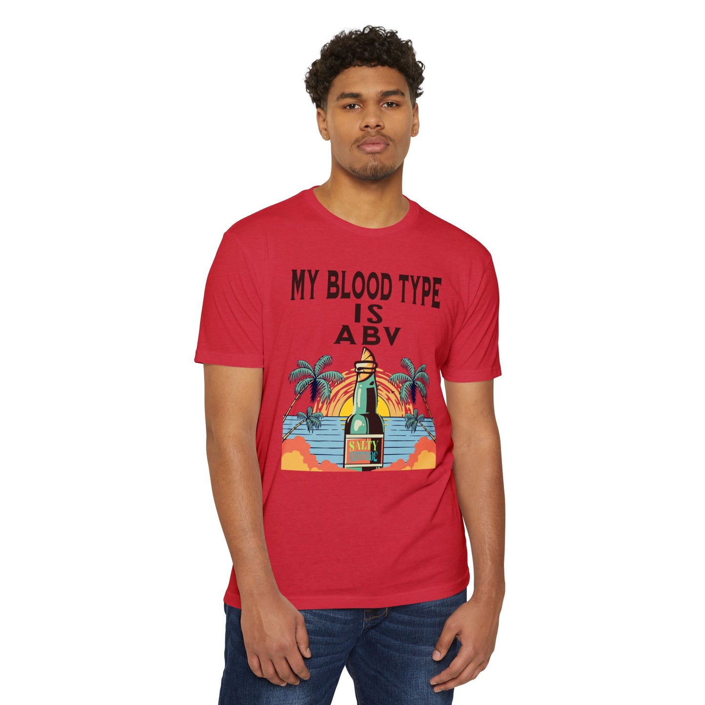 Salty Attitude T-Shirt — "My Blood Type Is ABV" Beach Beer Graphic Tee