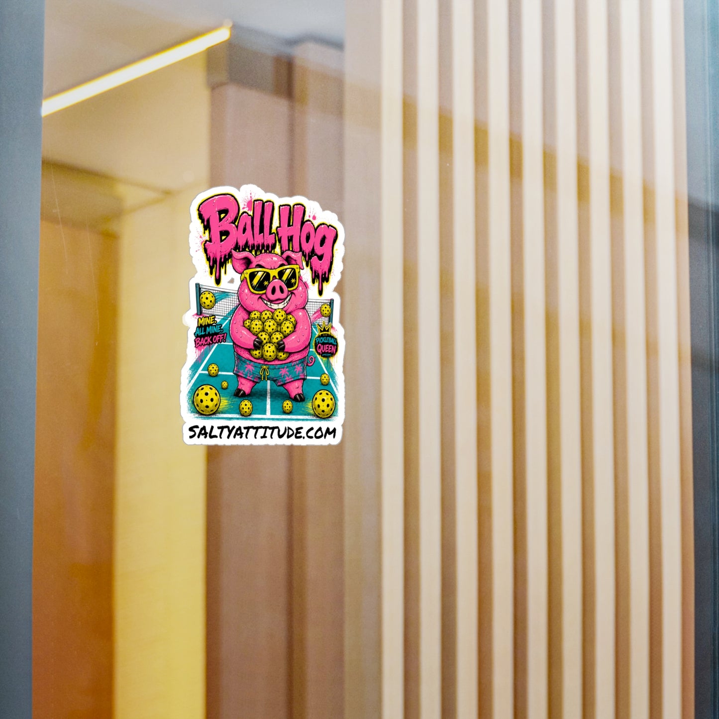 Ball Hog Pickleball Sticker — Kiss-Cut Vinyl Decal (SaltyAttitude.com)