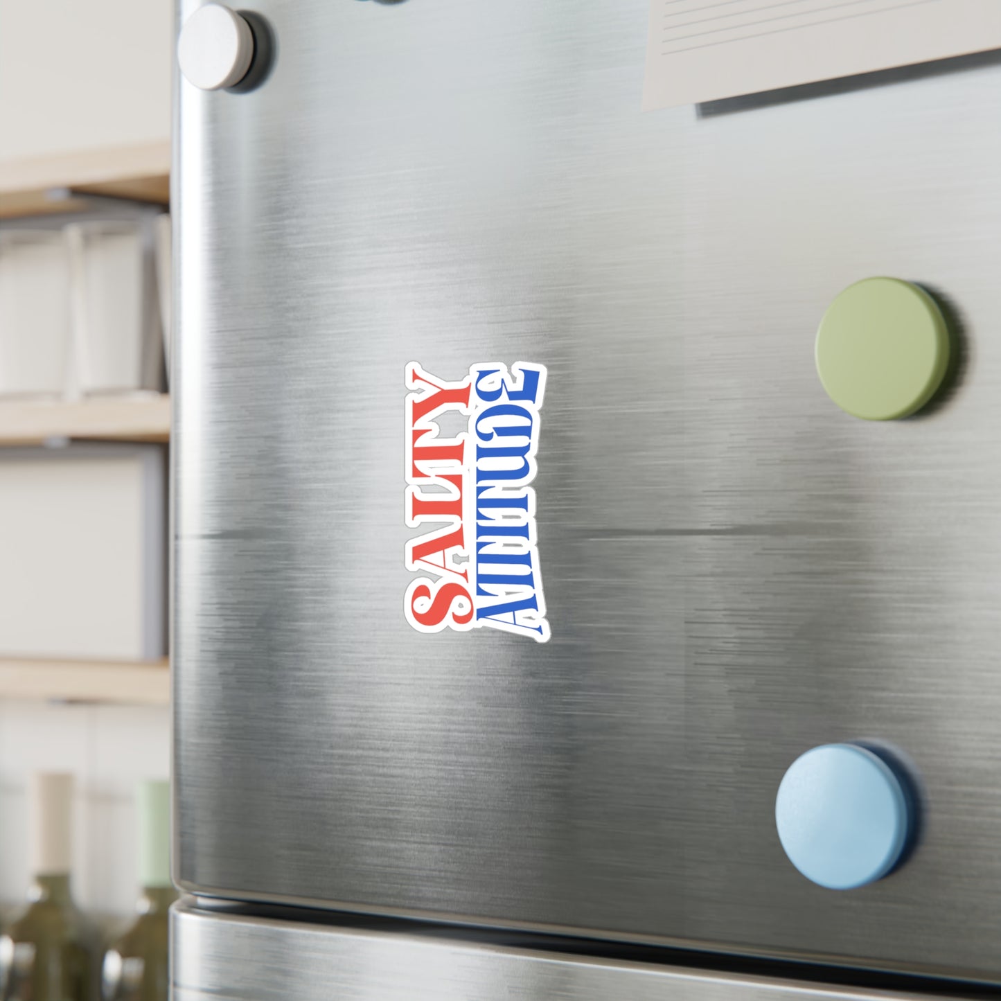 Salty Attitude Vinyl Sticker — Red & Blue Kiss-Cut Decal