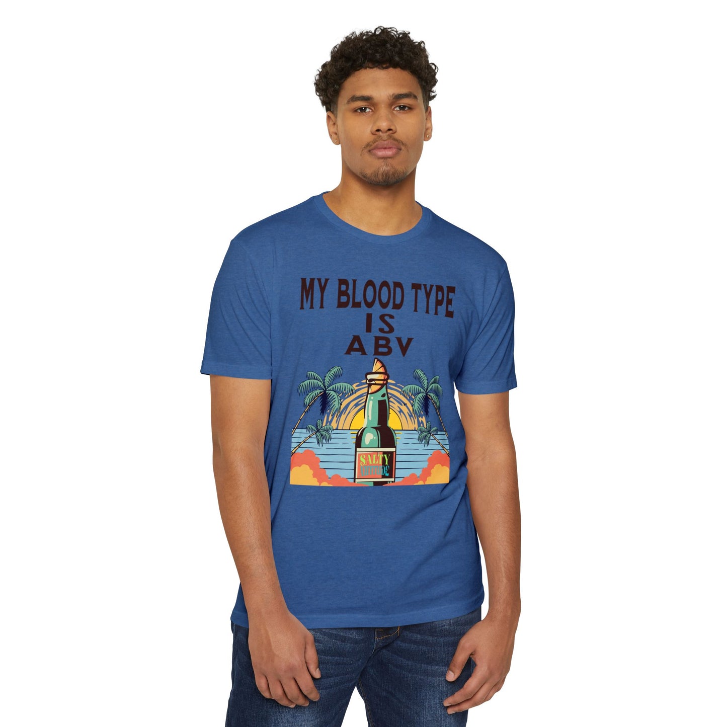 Salty Attitude T-Shirt — "My Blood Type Is ABV" Beach Beer Graphic Tee