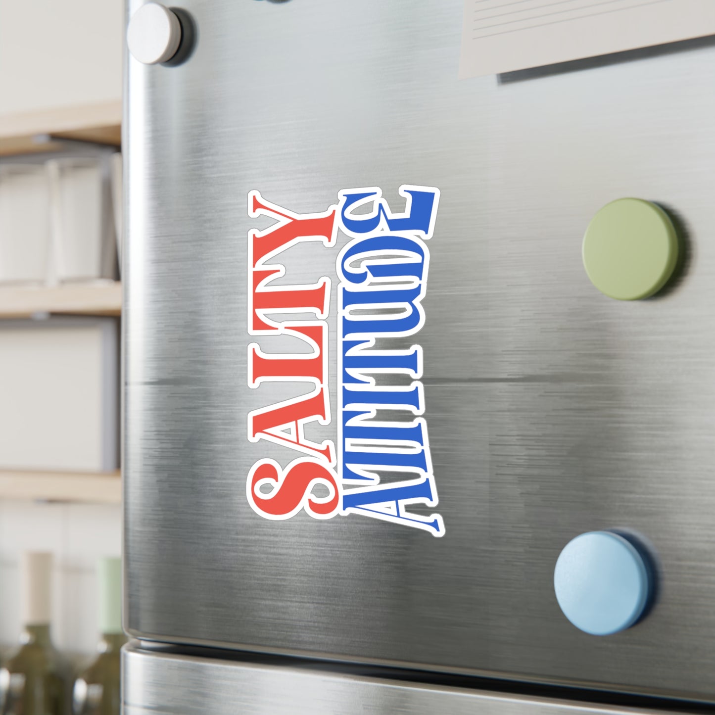 Salty Attitude Vinyl Sticker — Red & Blue Kiss-Cut Decal