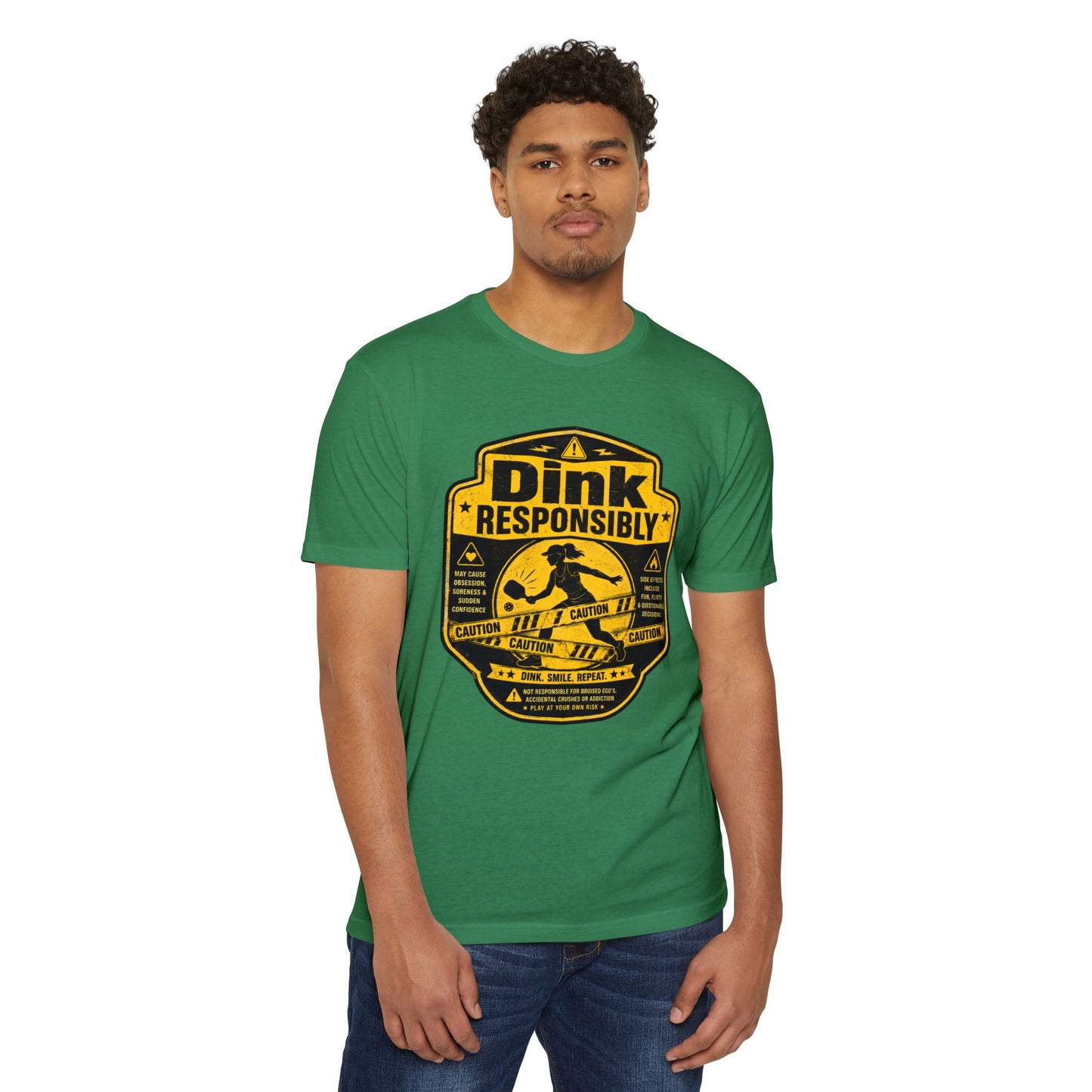 Dink Responsibly T-Shirt — Funny Pickleball 'Dink Responsibly' Graphic Tee (Salty Logo on Back)