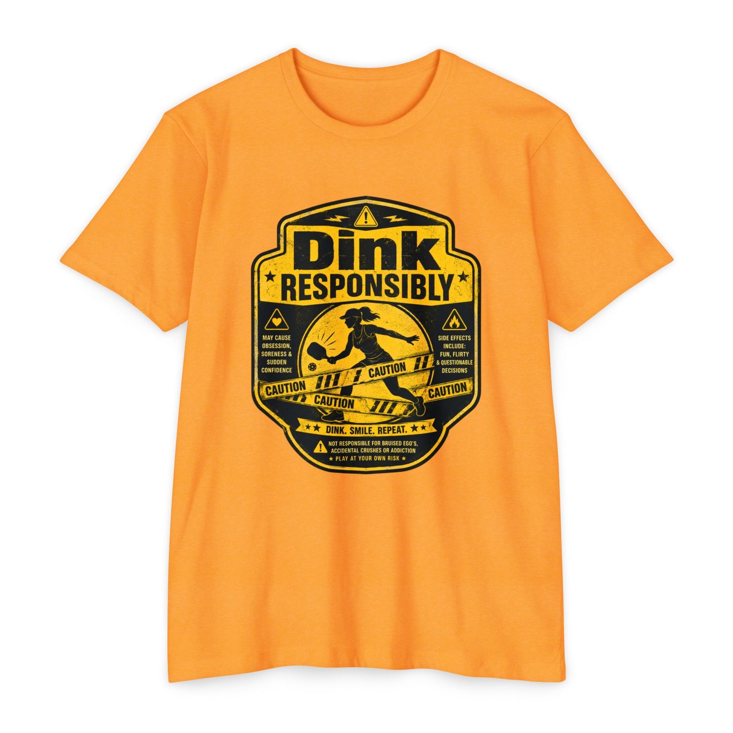 Dink Responsibly T-Shirt — Funny Pickleball 'Dink Responsibly' Graphic Tee (Salty Logo on Back)
