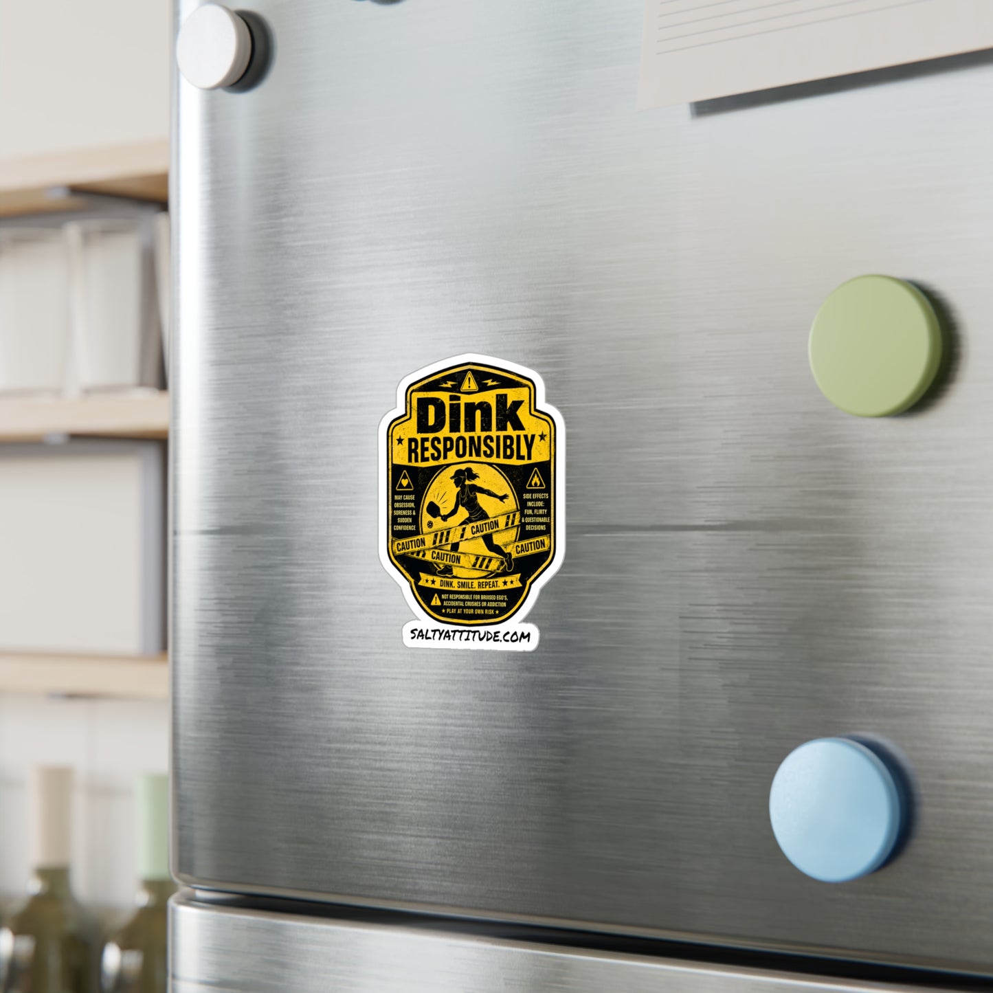 Dink Responsibly Yellow Caution Sticker — Kiss-Cut Vinyl Decal