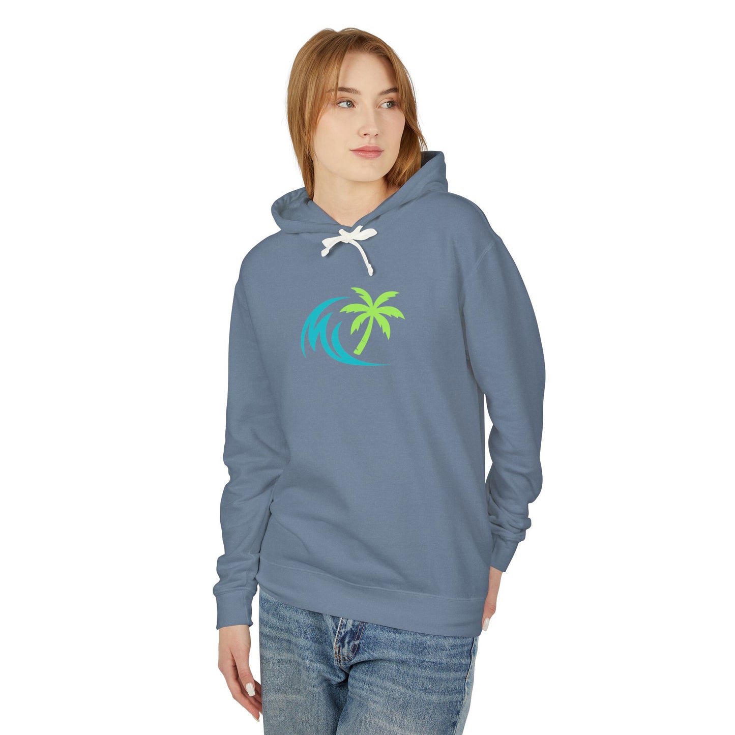 Salty Attitude Hoodie — Beach Palm Wave Lightweight Pullover
