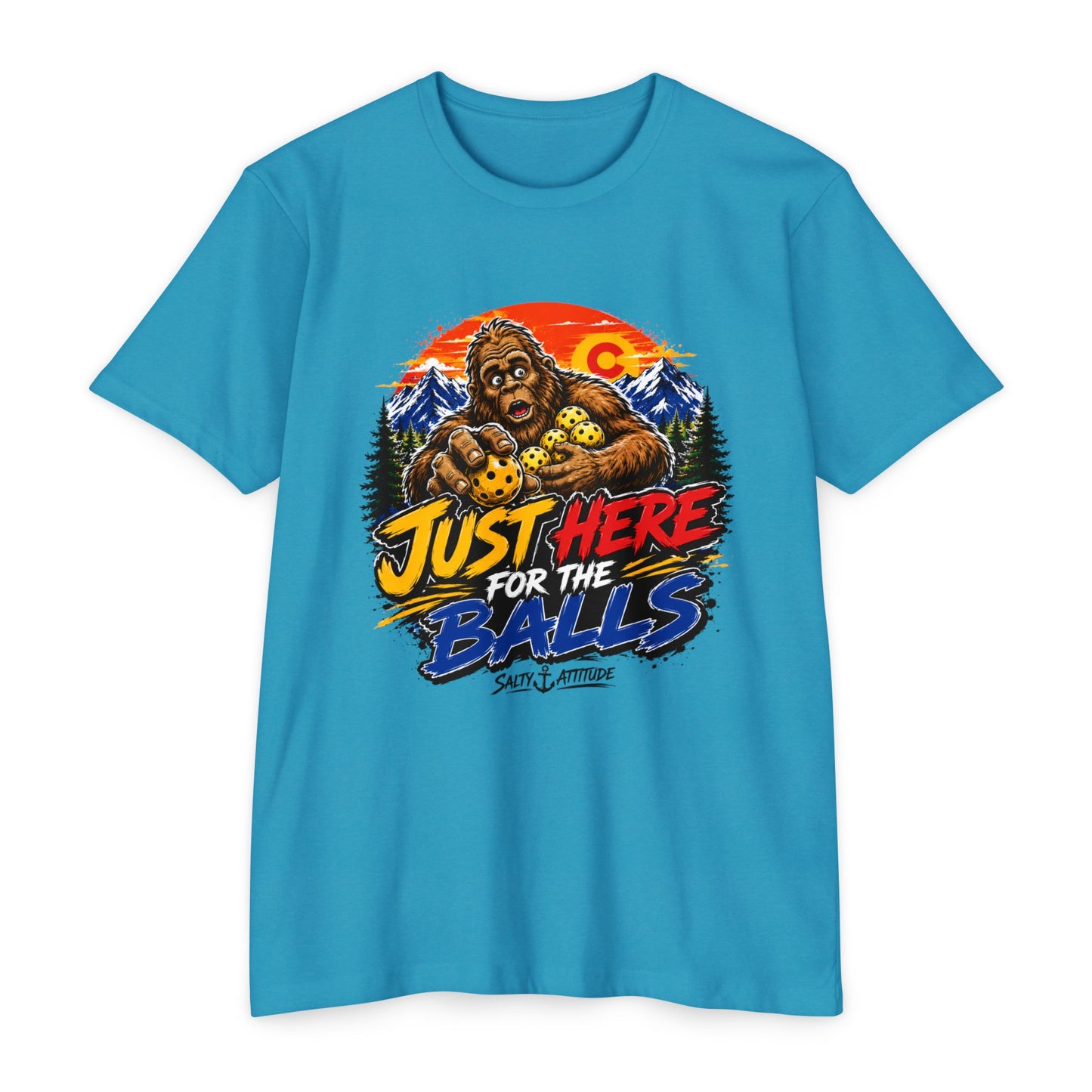 Just Here for the Balls T-Shirt — Funny Salty Attitude Sports Pickleball Tee