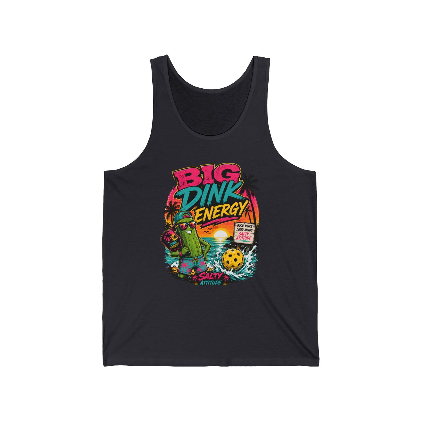 Big Dink Energy Tank Top — Retro Beach Pickleball Graphic “Big Dink Energy”